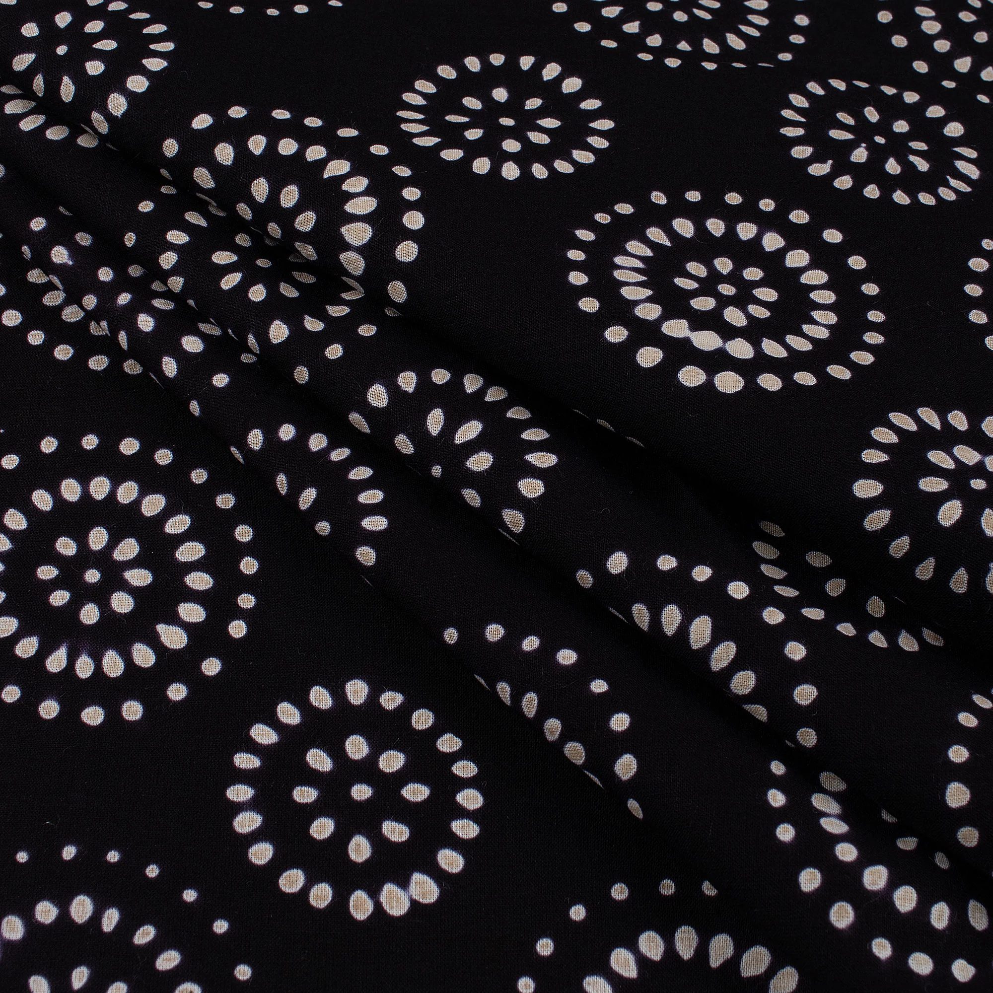 Indian Cotton Hand Block Organic Cotton Fabric Black and White - Image 2