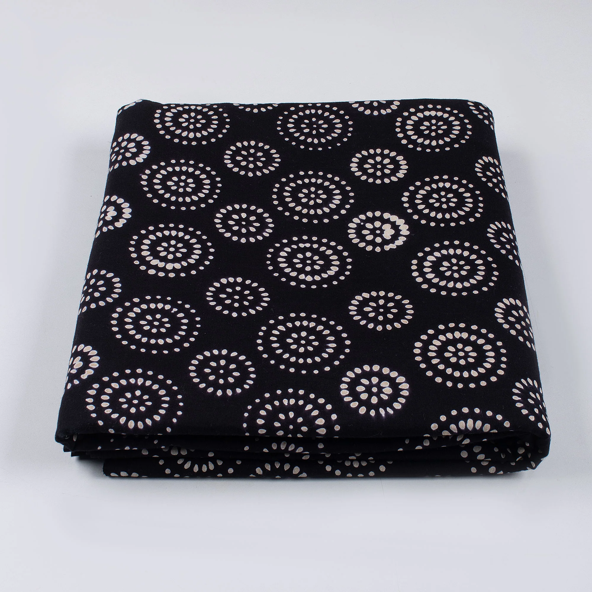 Indian Cotton Hand Block Organic Cotton Fabric Black and White - Image 3
