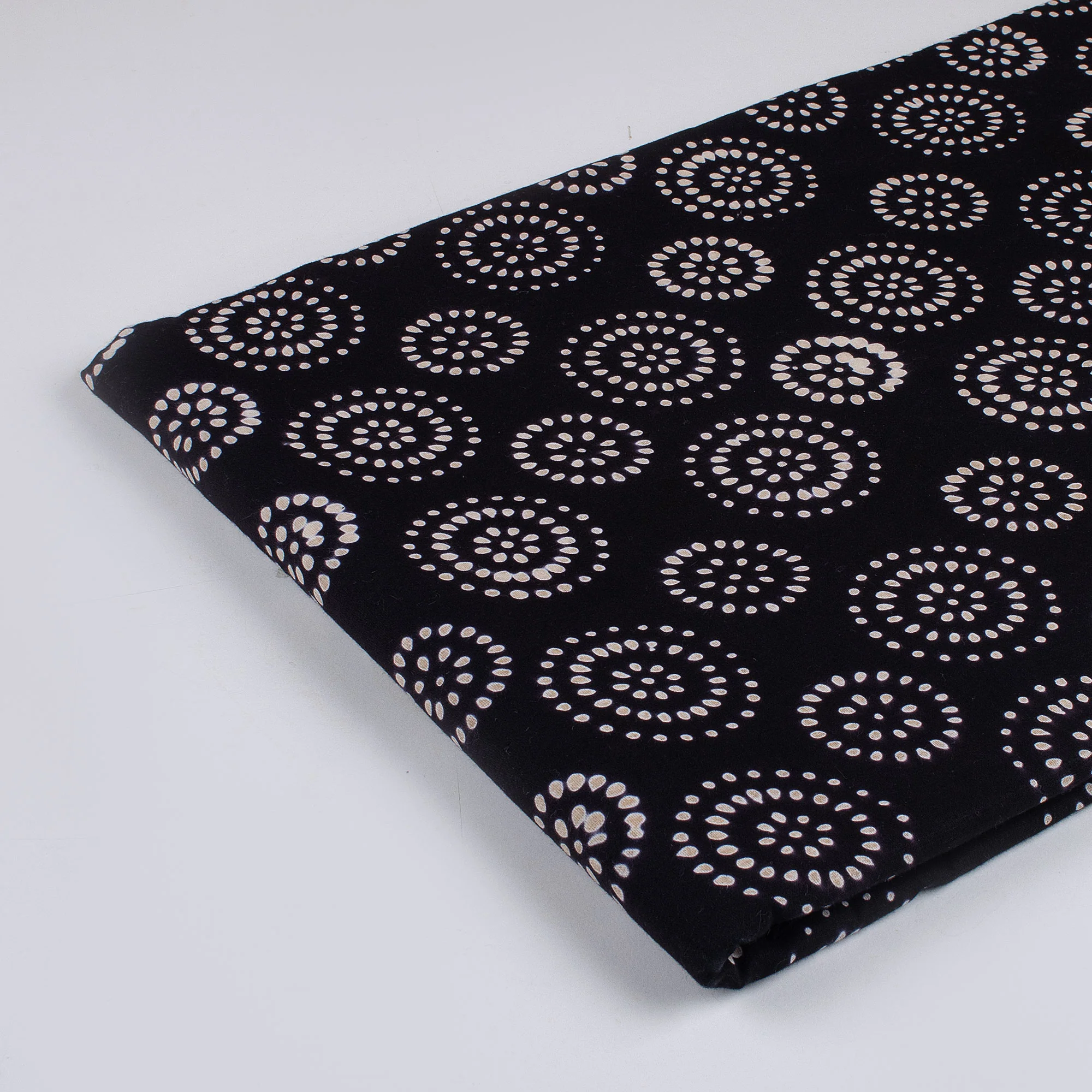 Indian Cotton Hand Block Organic Cotton Fabric Black and White - Image 5