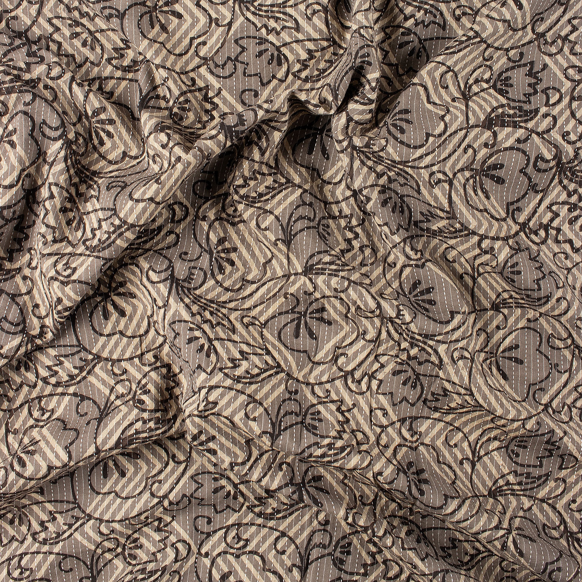 Indian Dabu Hand Block Printed Kantha Fabric by the Yard - Image 4