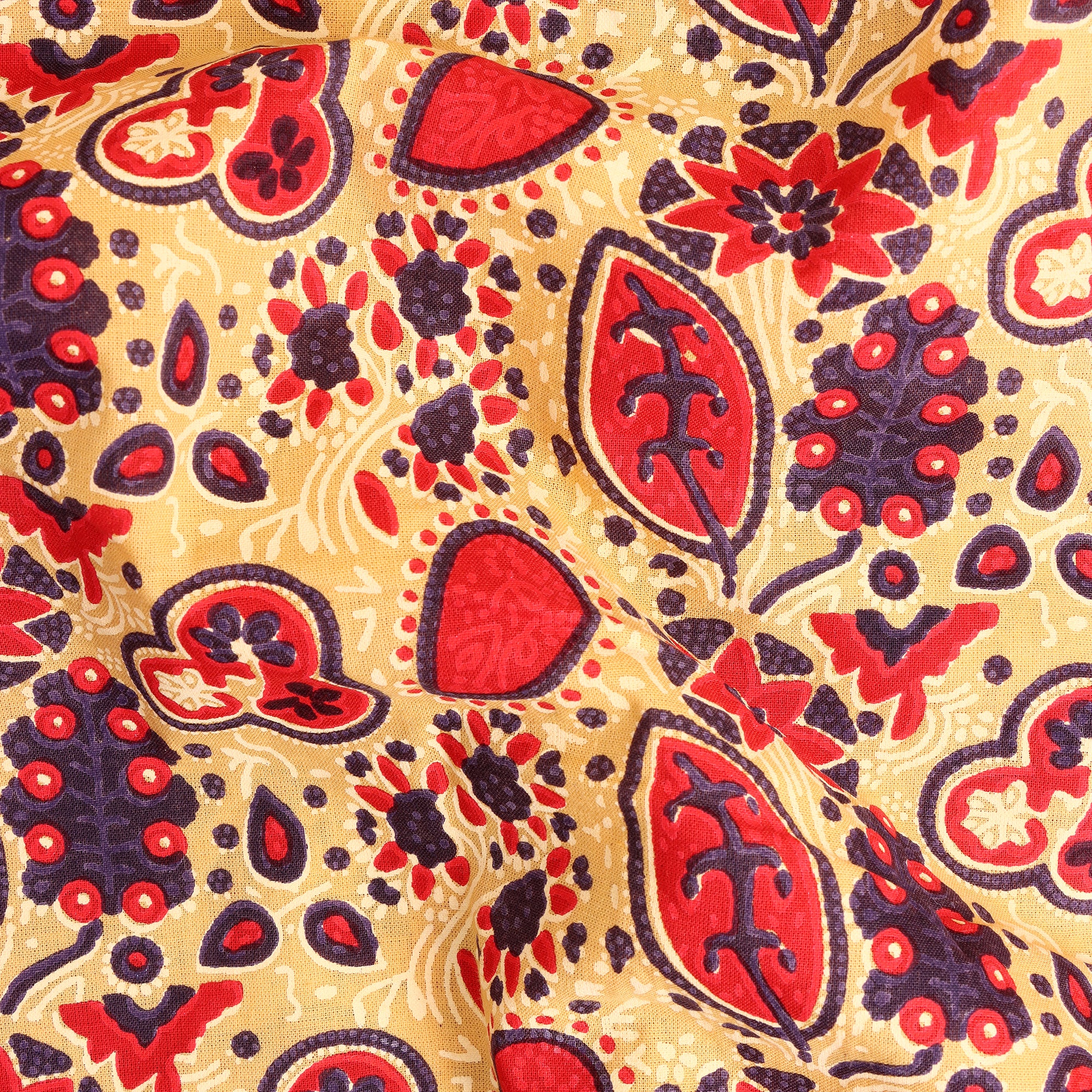 Indian Dabu Leaf Hand Block Print Fabric - Image 2