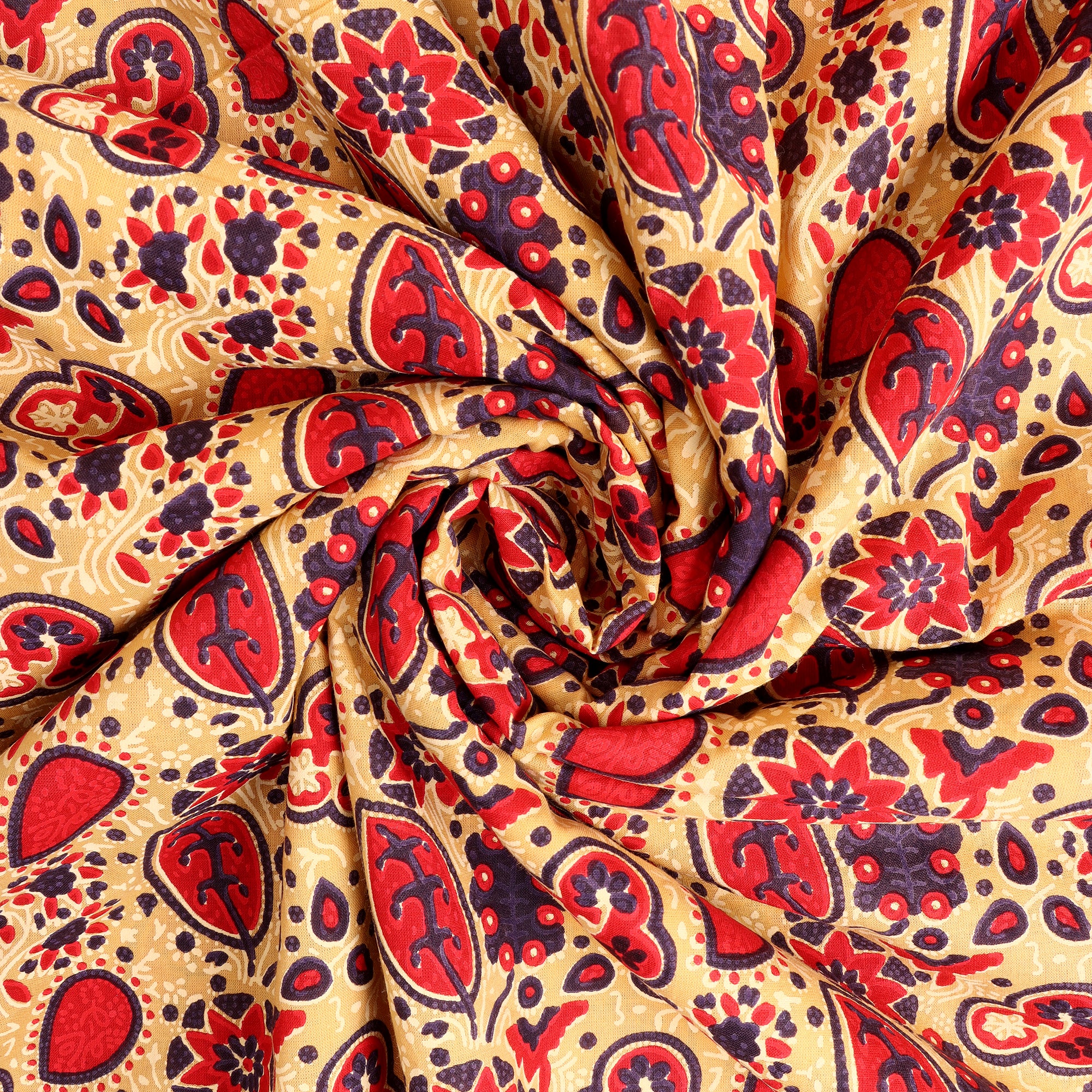 Indian Dabu Leaf Hand Block Print Fabric - Image 3