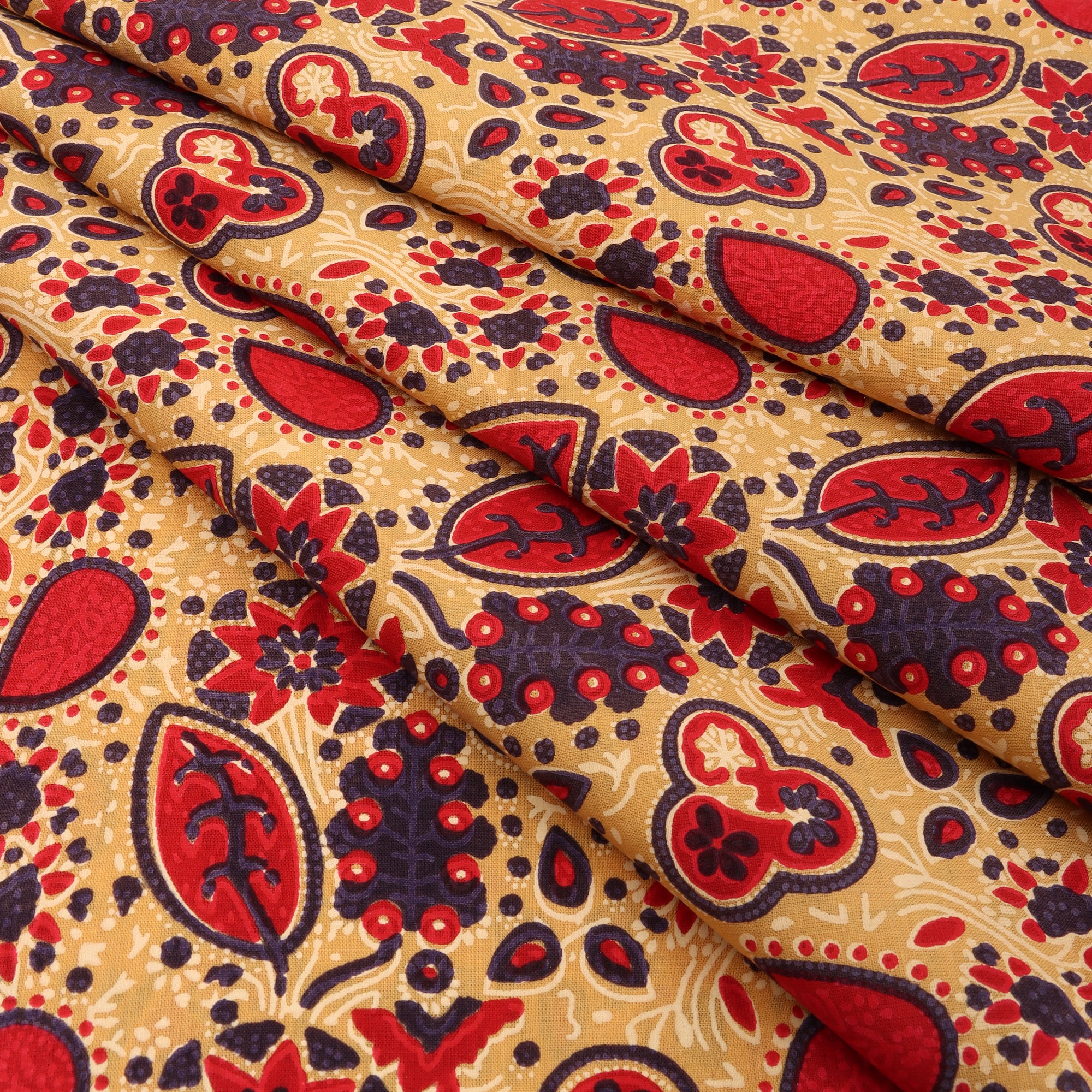 Indian Dabu Leaf Hand Block Print Fabric - Image 4