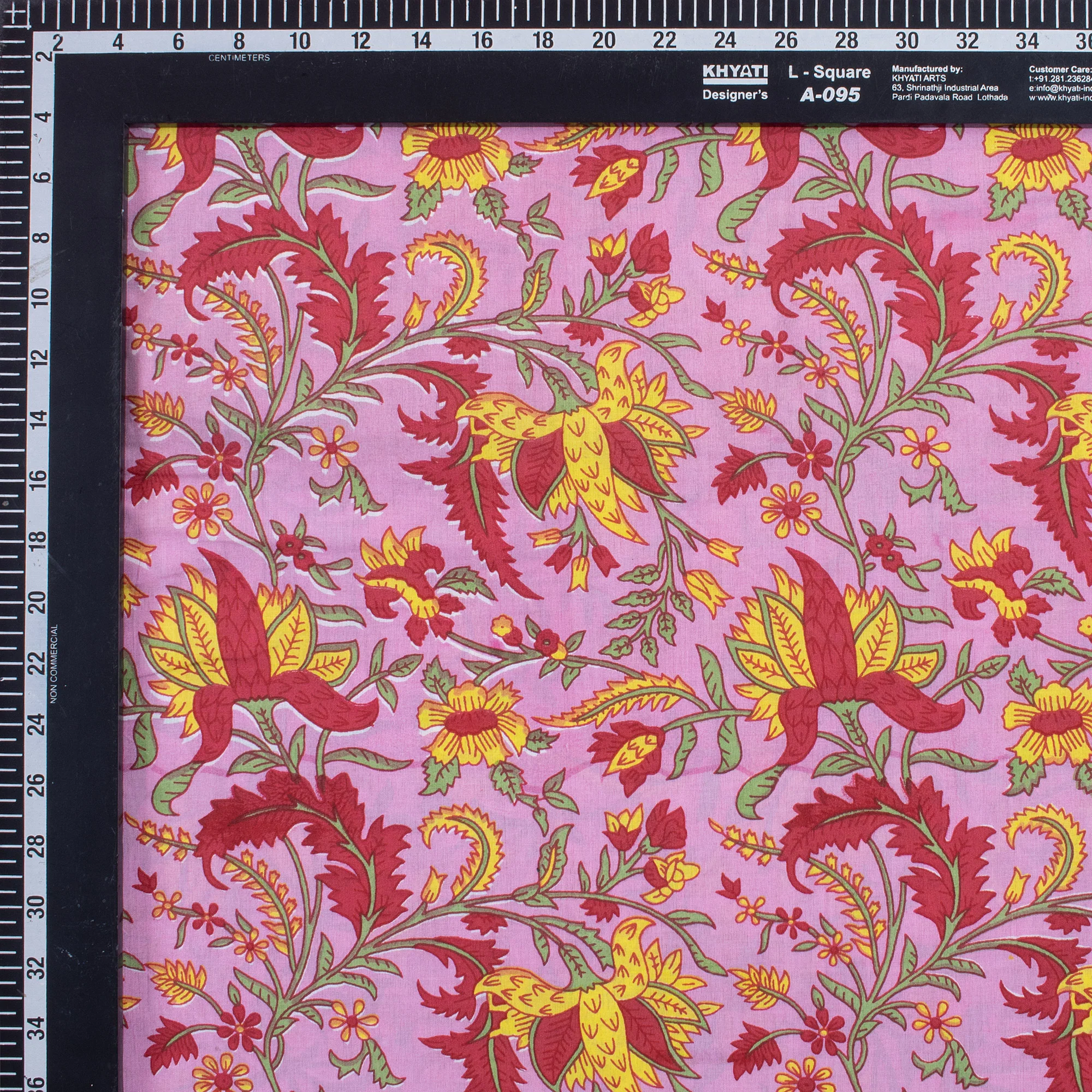 Indian Floral Hand Block Printed Fabric - Image 2