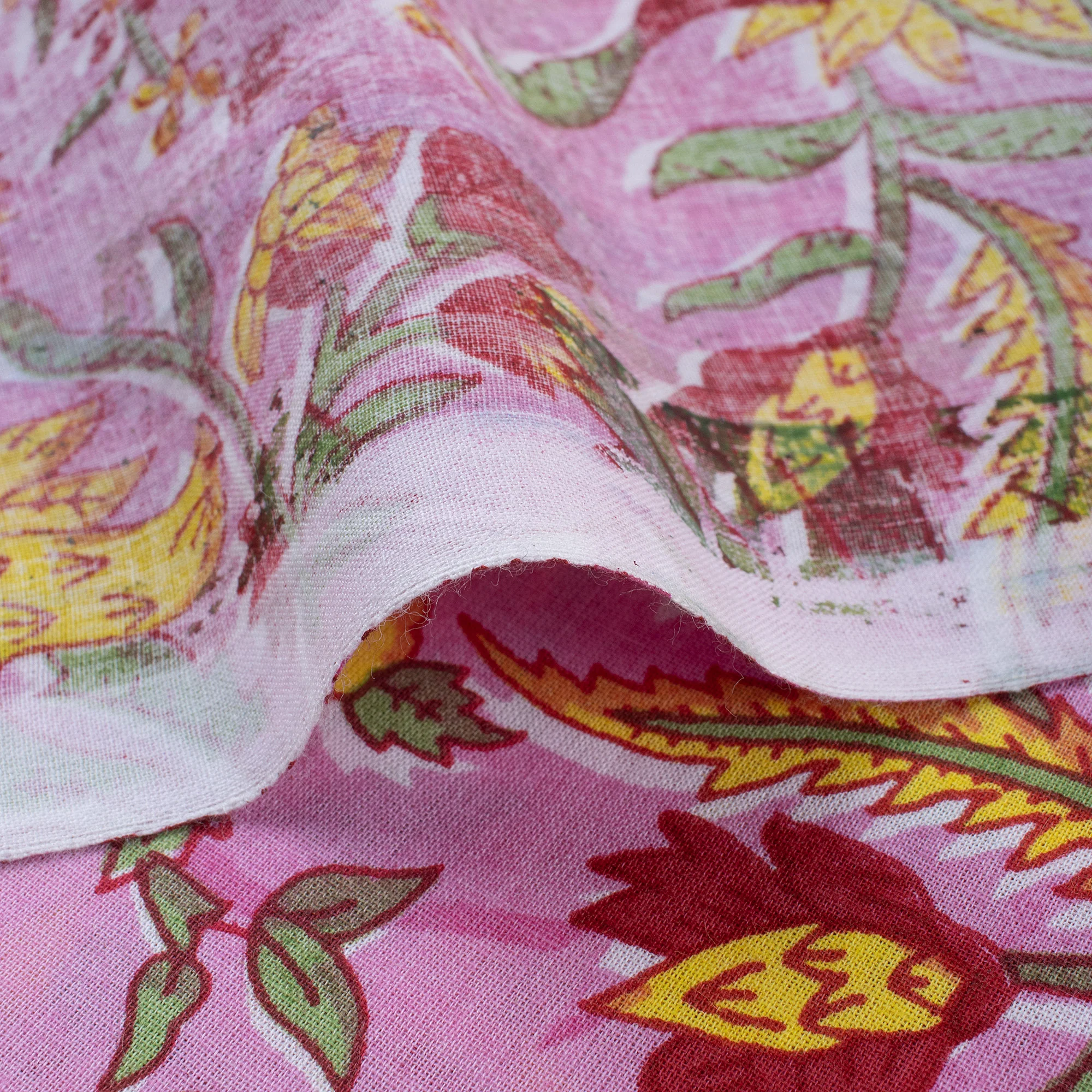 Indian Floral Hand Block Printed Fabric - Image 3