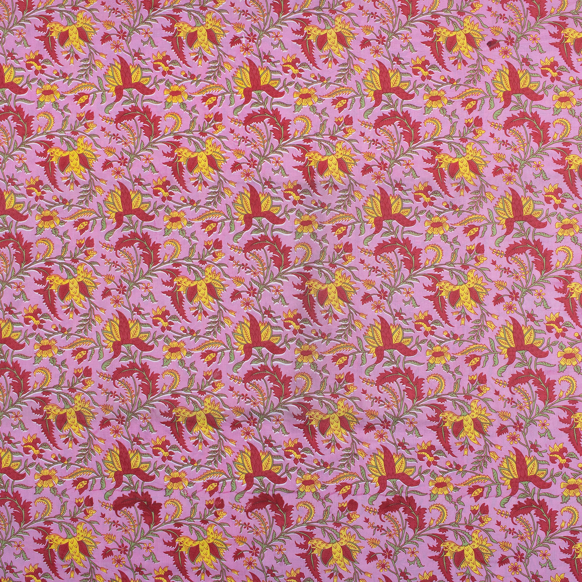 Indian Floral Hand Block Printed Fabric - Image 4
