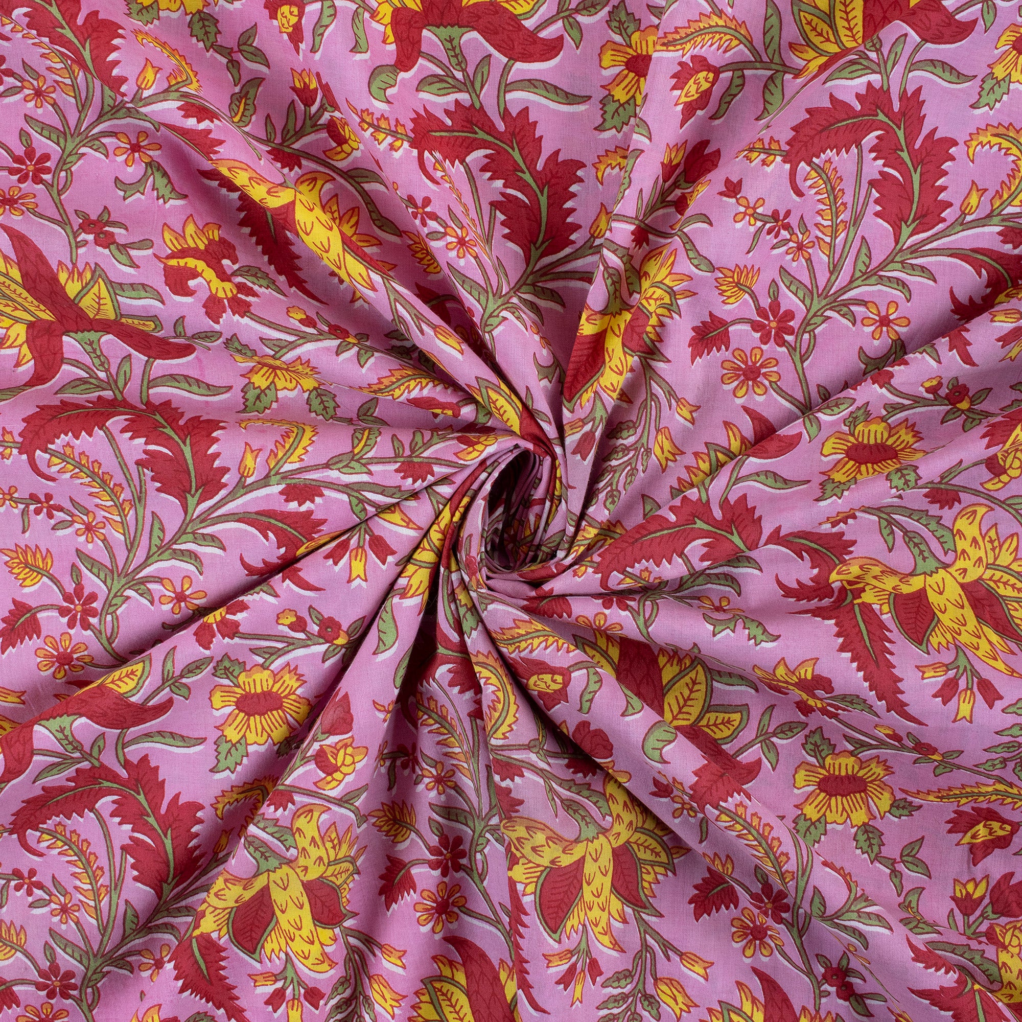 Indian Floral Hand Block Printed Fabric - Image 5