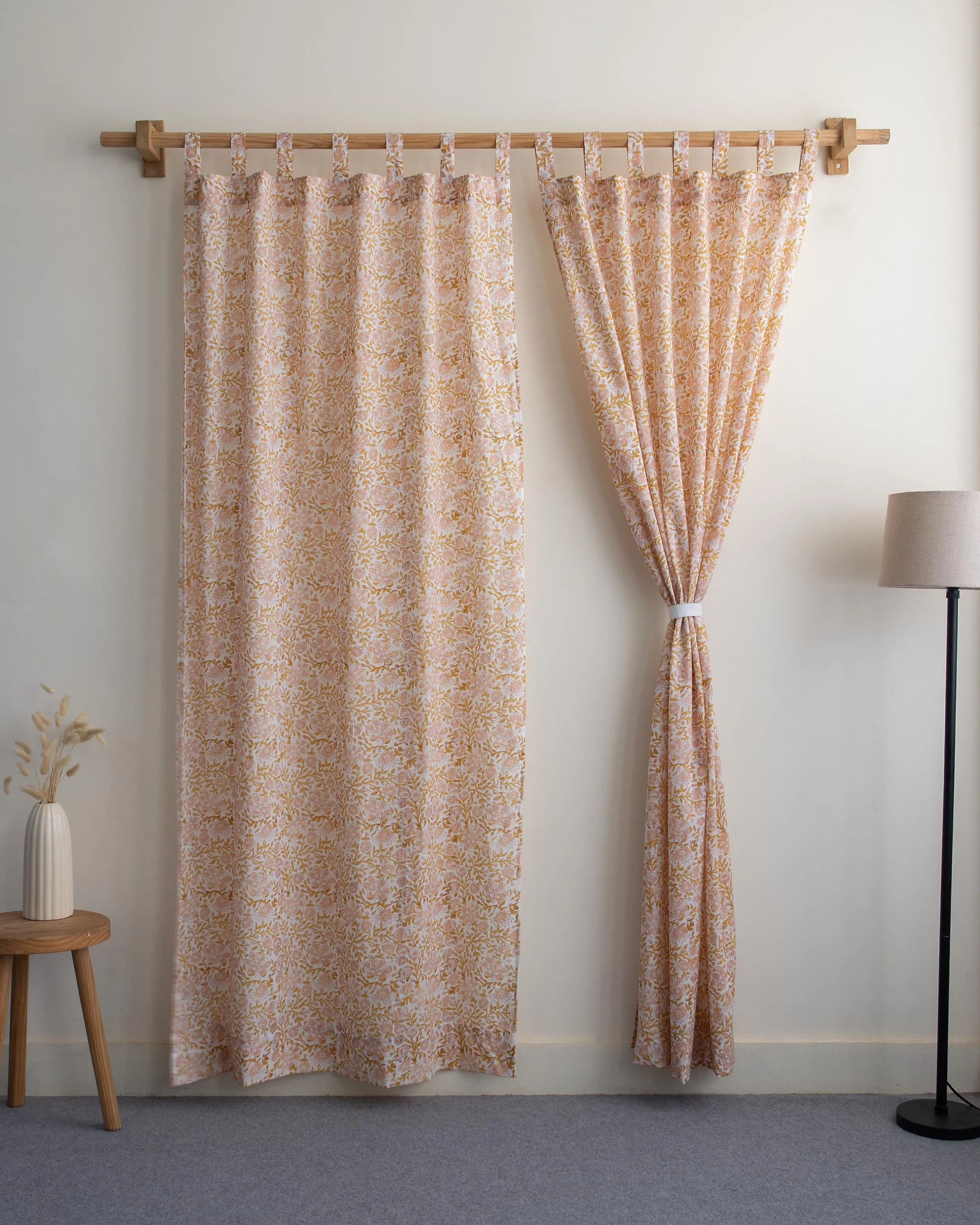Indian Floral Block Printed Curtains Set for Home - Image 3
