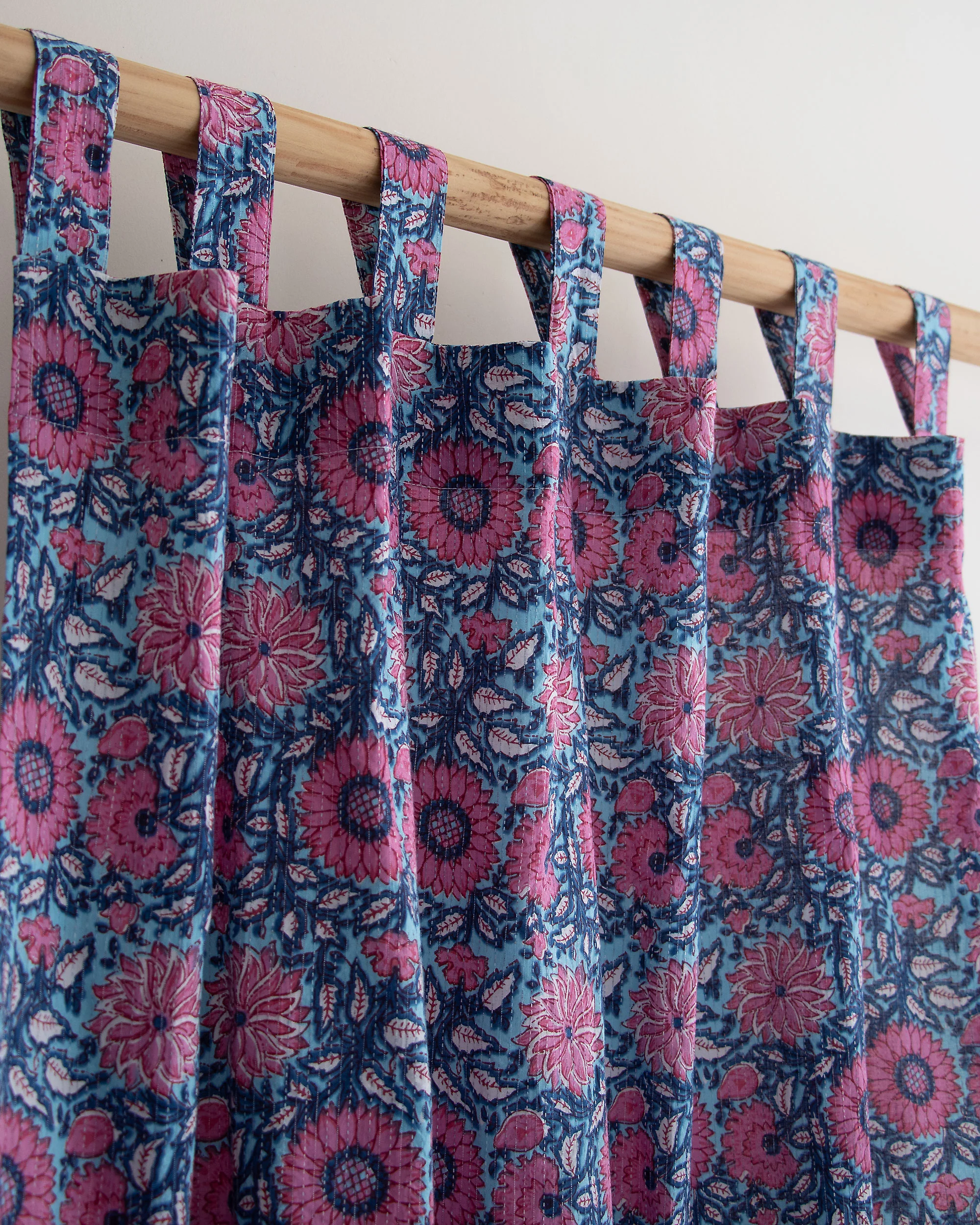 Floral Block Printed Organic Cotton Curtains