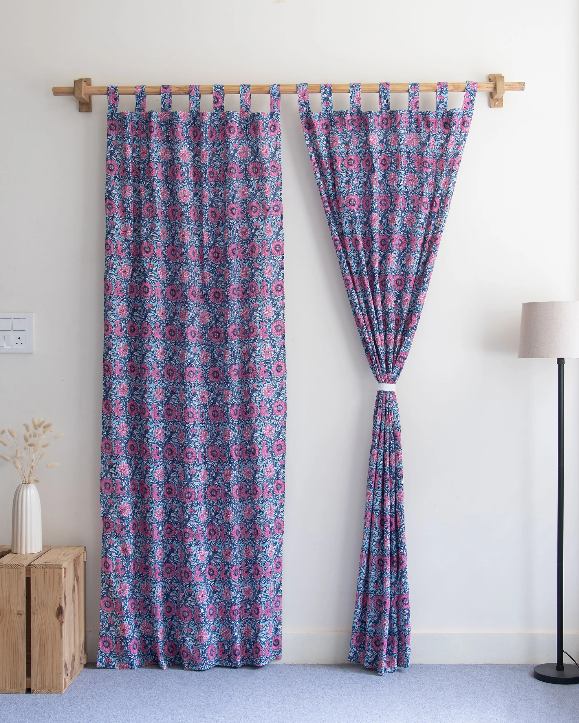 Floral Block Printed Organic Cotton Curtains - Image 3