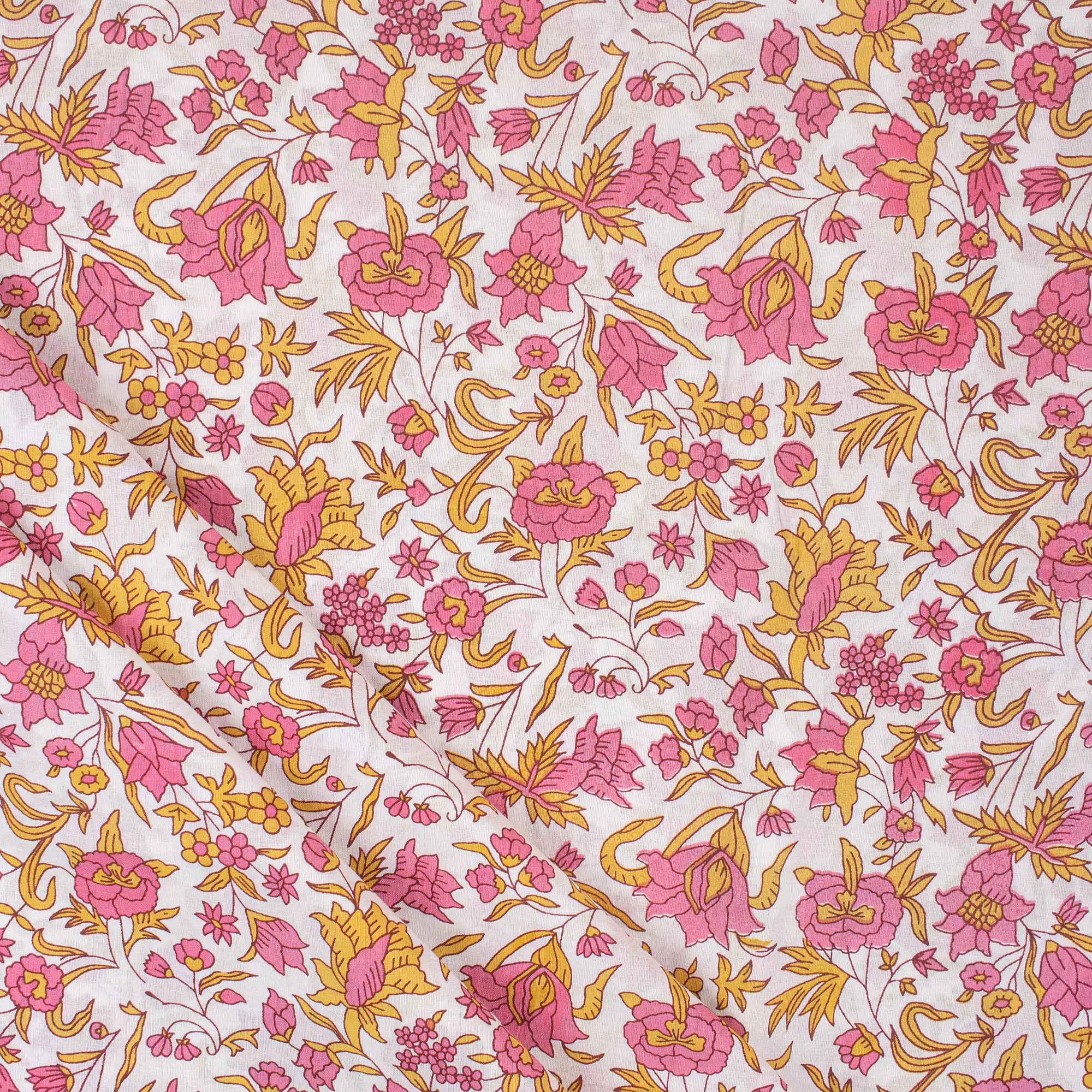Indian Floral Hand Block Printed Fabric