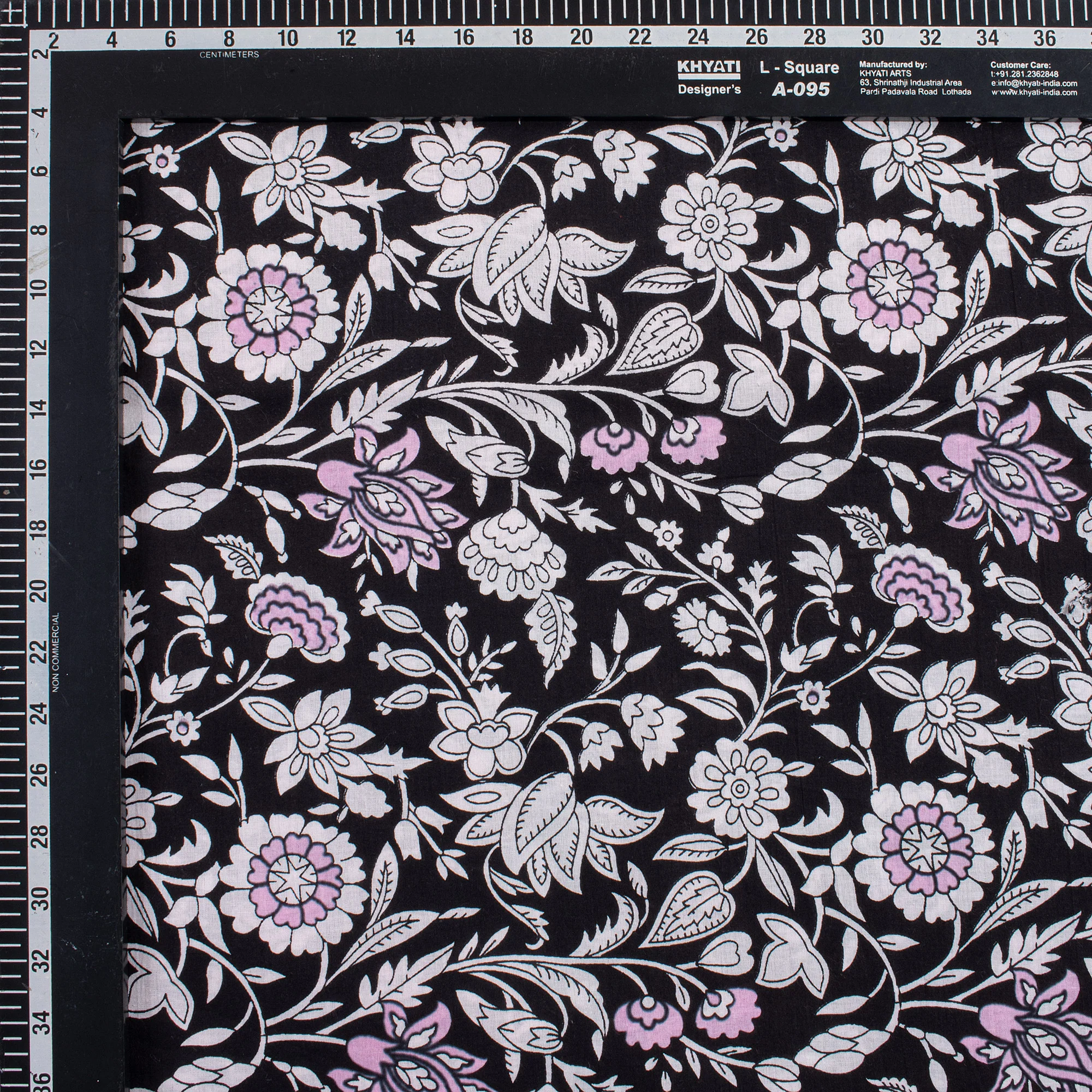 Indian Floral Hand Printed Cotton Fabric - Image 3