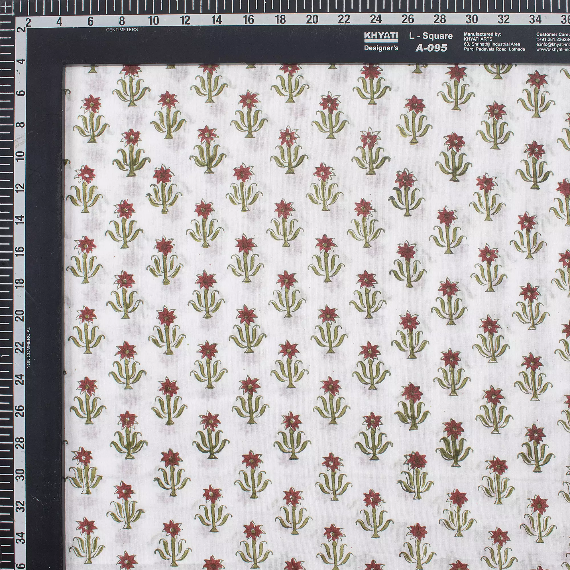 Indian Floral Handmade Printed Pure Cotton Fabric - Image 3