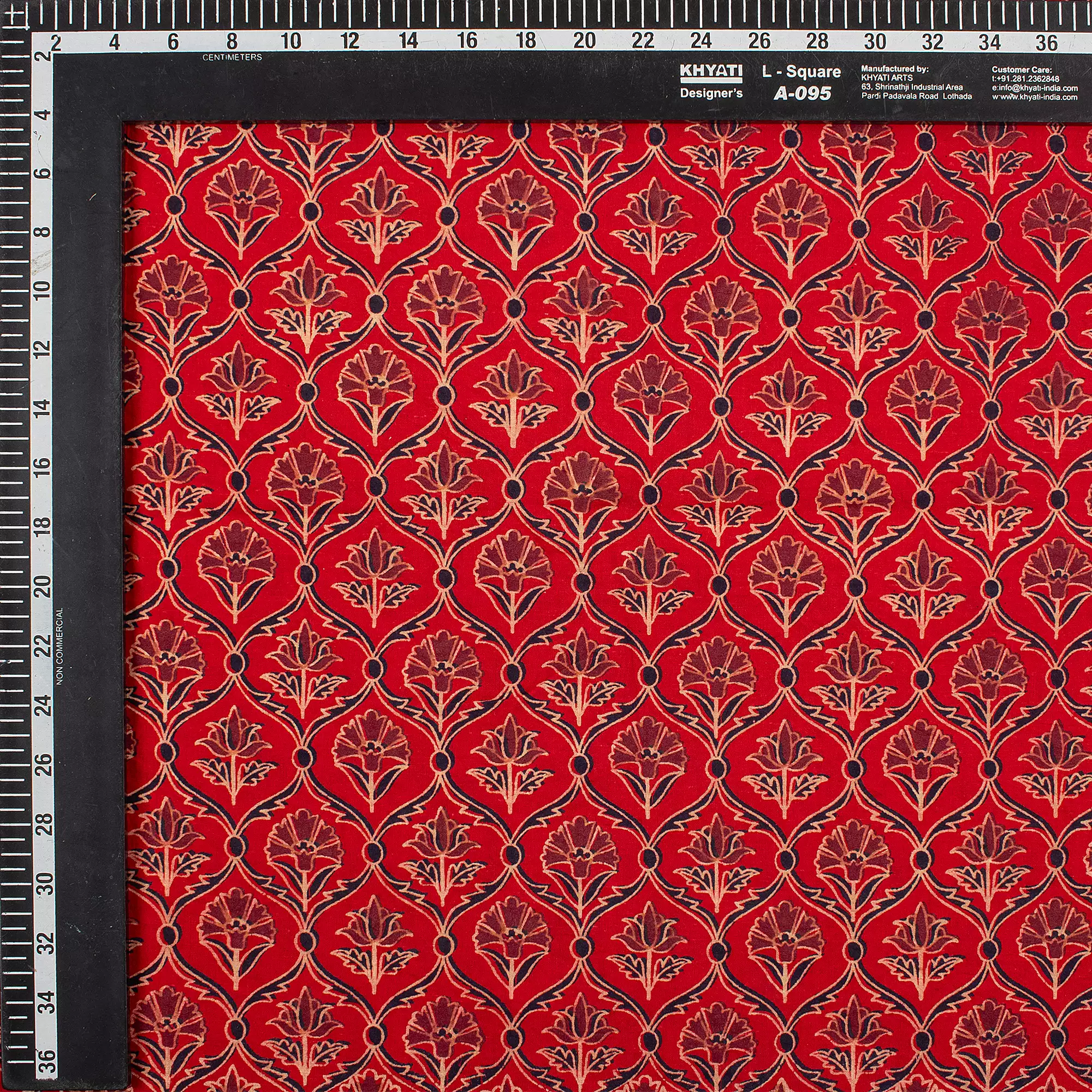 Indian Hand Block Ajrakh Floral Printed Fabric - Image 4