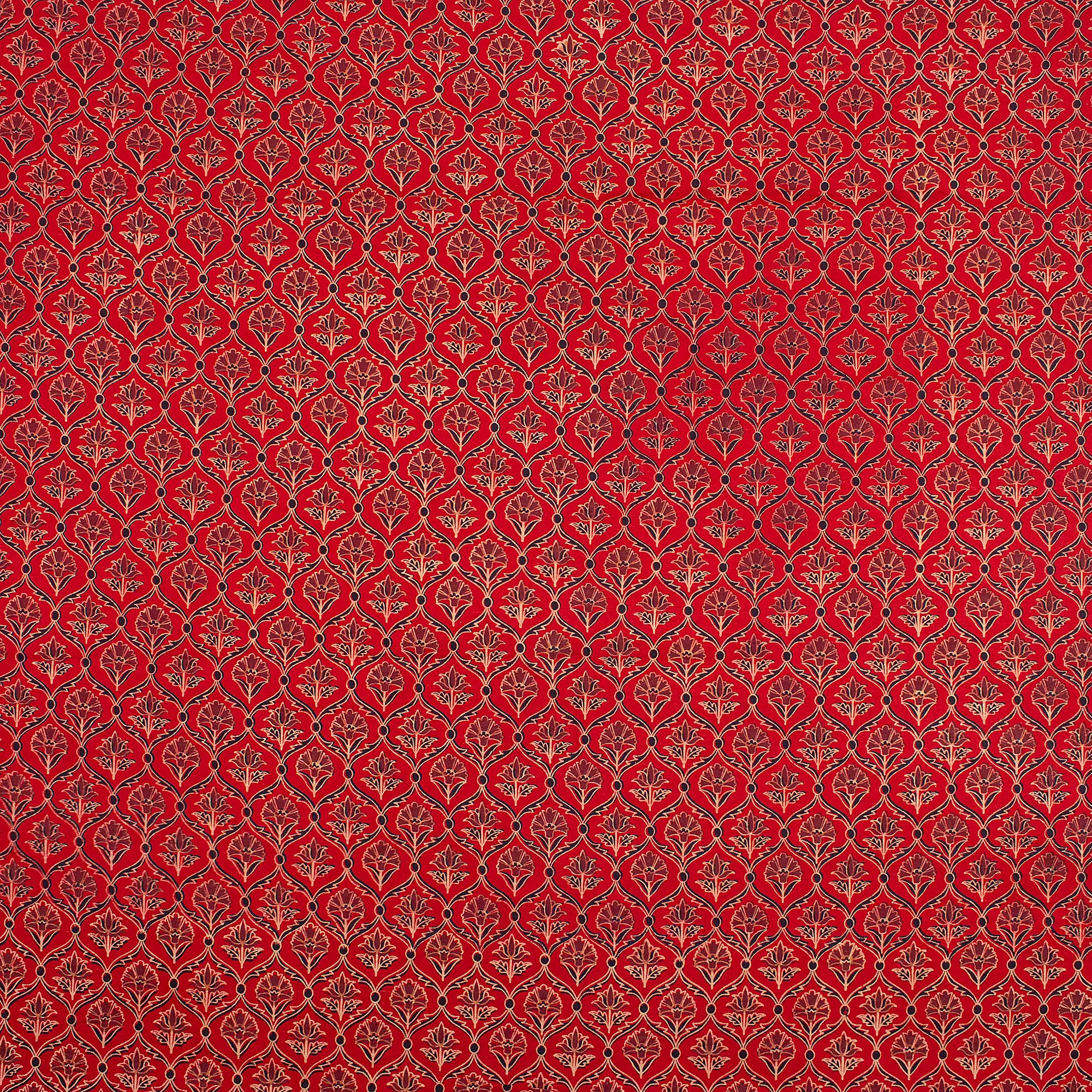 Indian Hand Block Ajrakh Floral Printed Fabric - Image 5