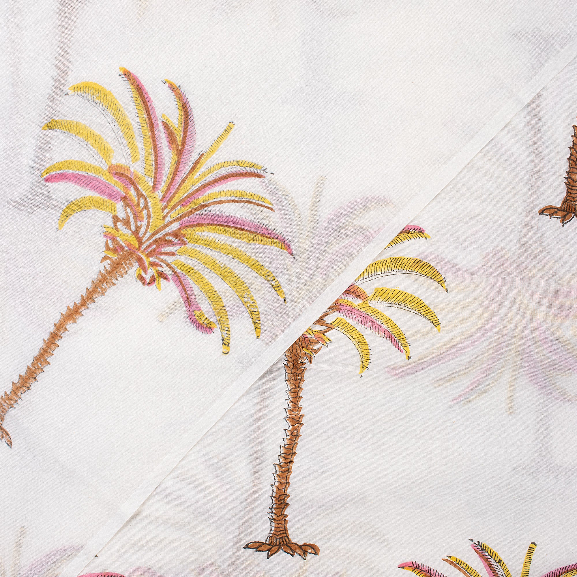Indian Hand Block Palm Print Pure Cotton Running Fabric - Image 3
