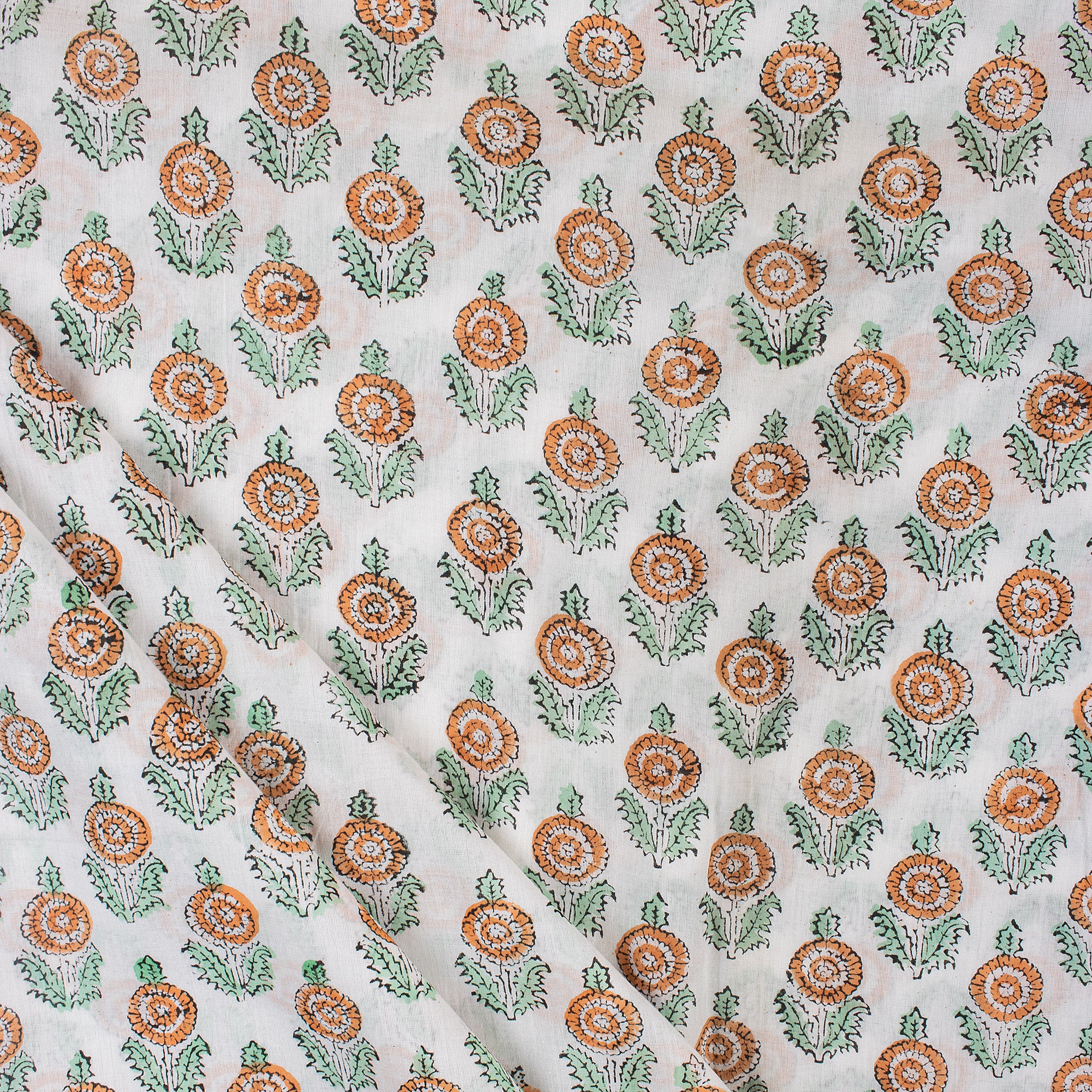 Sustainable Floral Cotton Fabric - Indian Hand Block Print