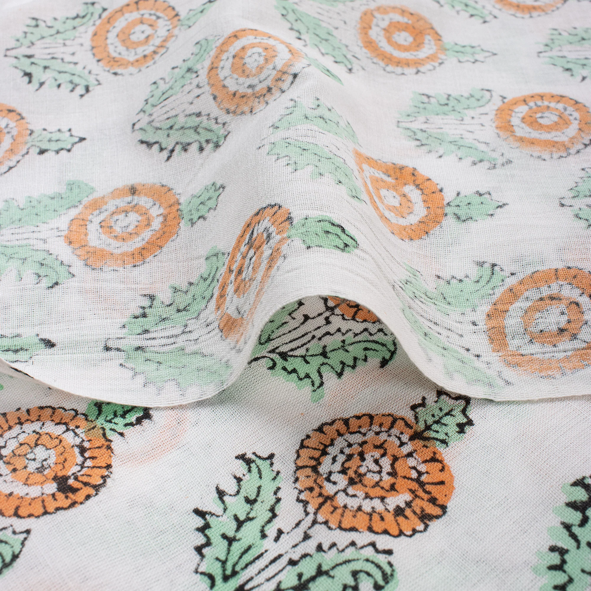 Sustainable Floral Cotton Fabric - Indian Hand Block Print - Image 5