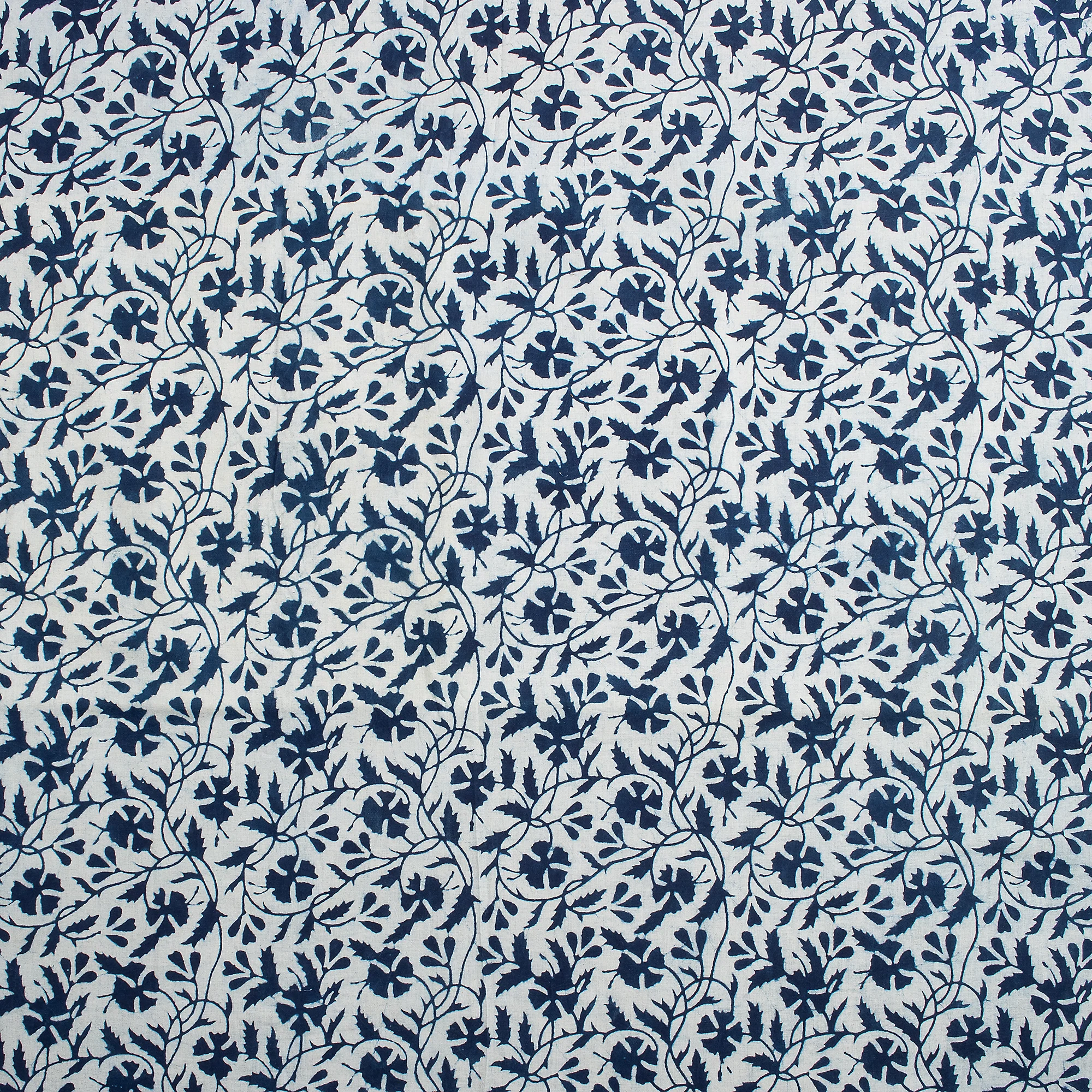 Indian Hand Block Printed Cotton Indigo Running Fabric - Image 4
