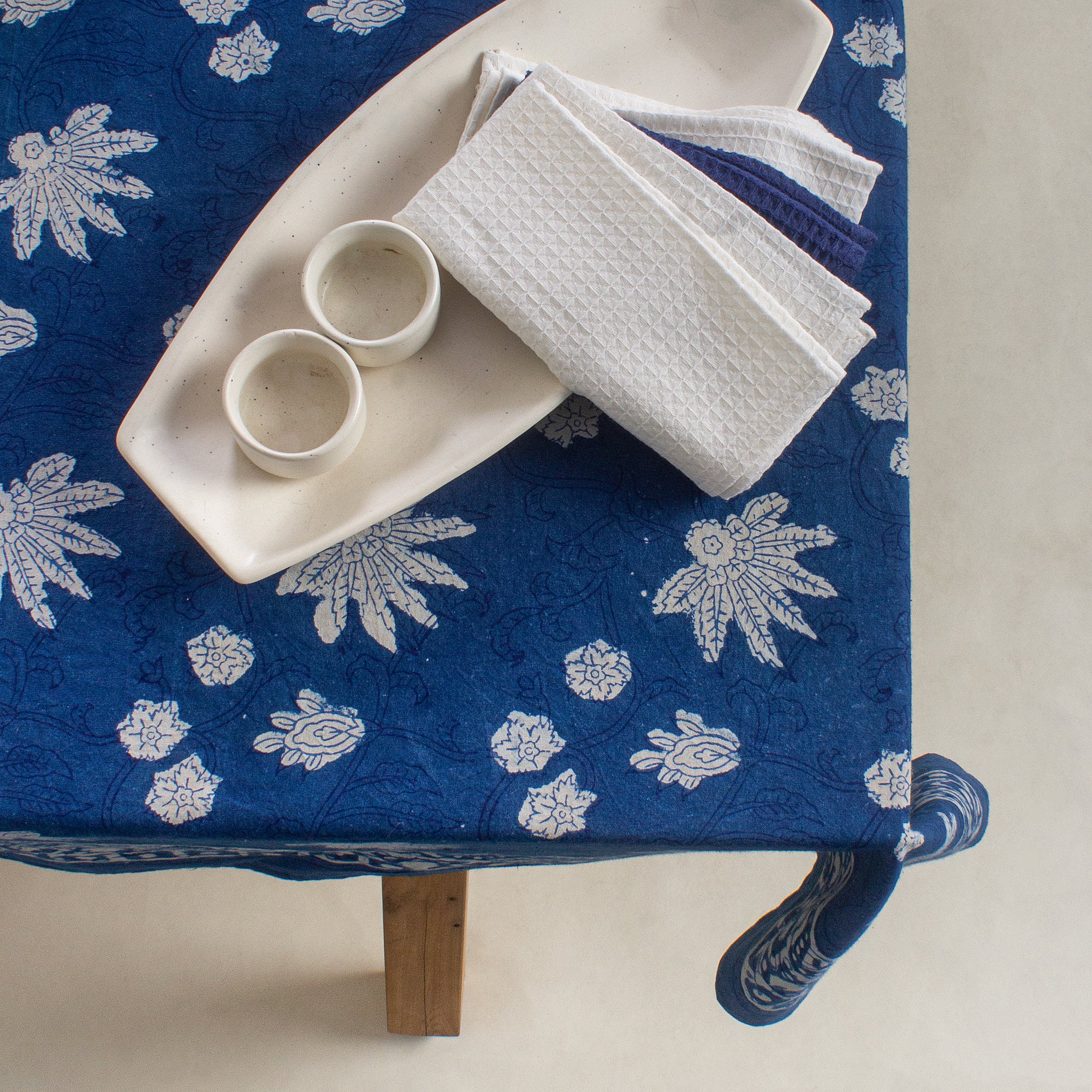 Indian Hand Block Printed Floral Dining Cotton Table Cloth - Image 4