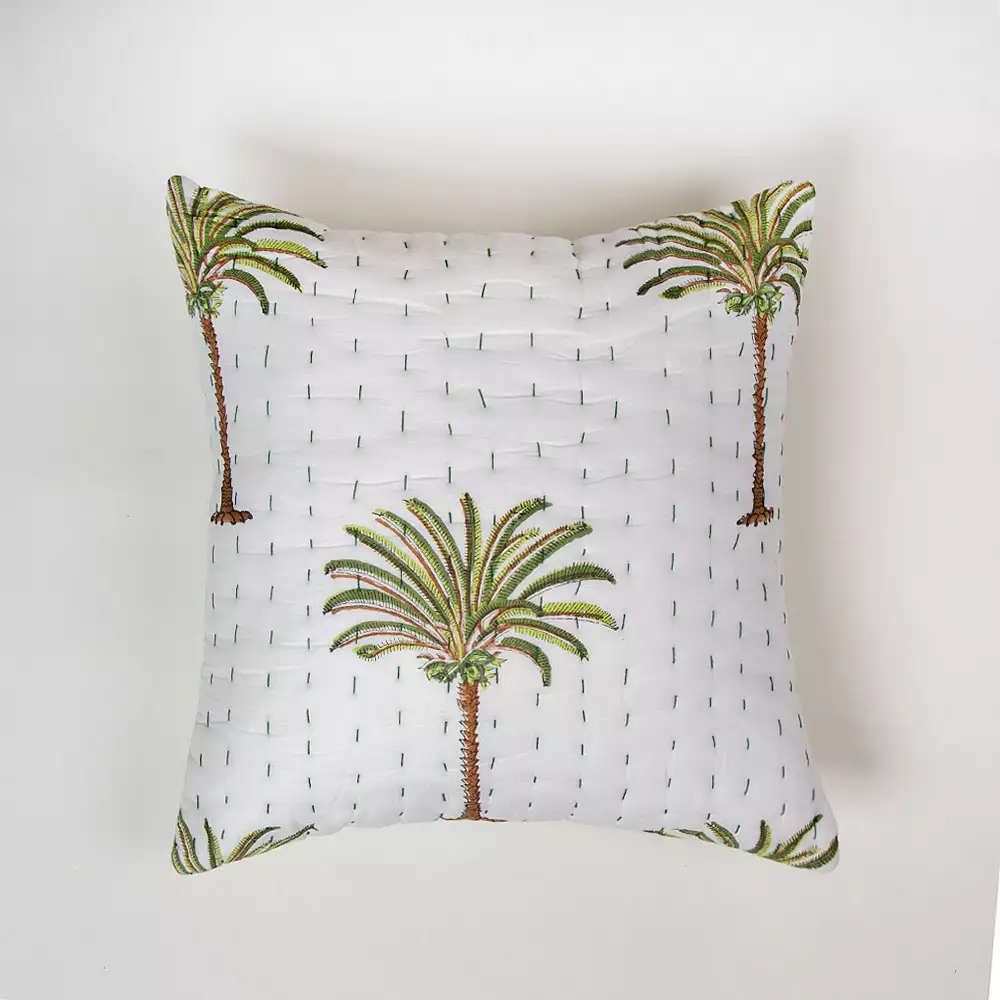 Indian Hand Block Printed Kantha Quilted Cushion Covers