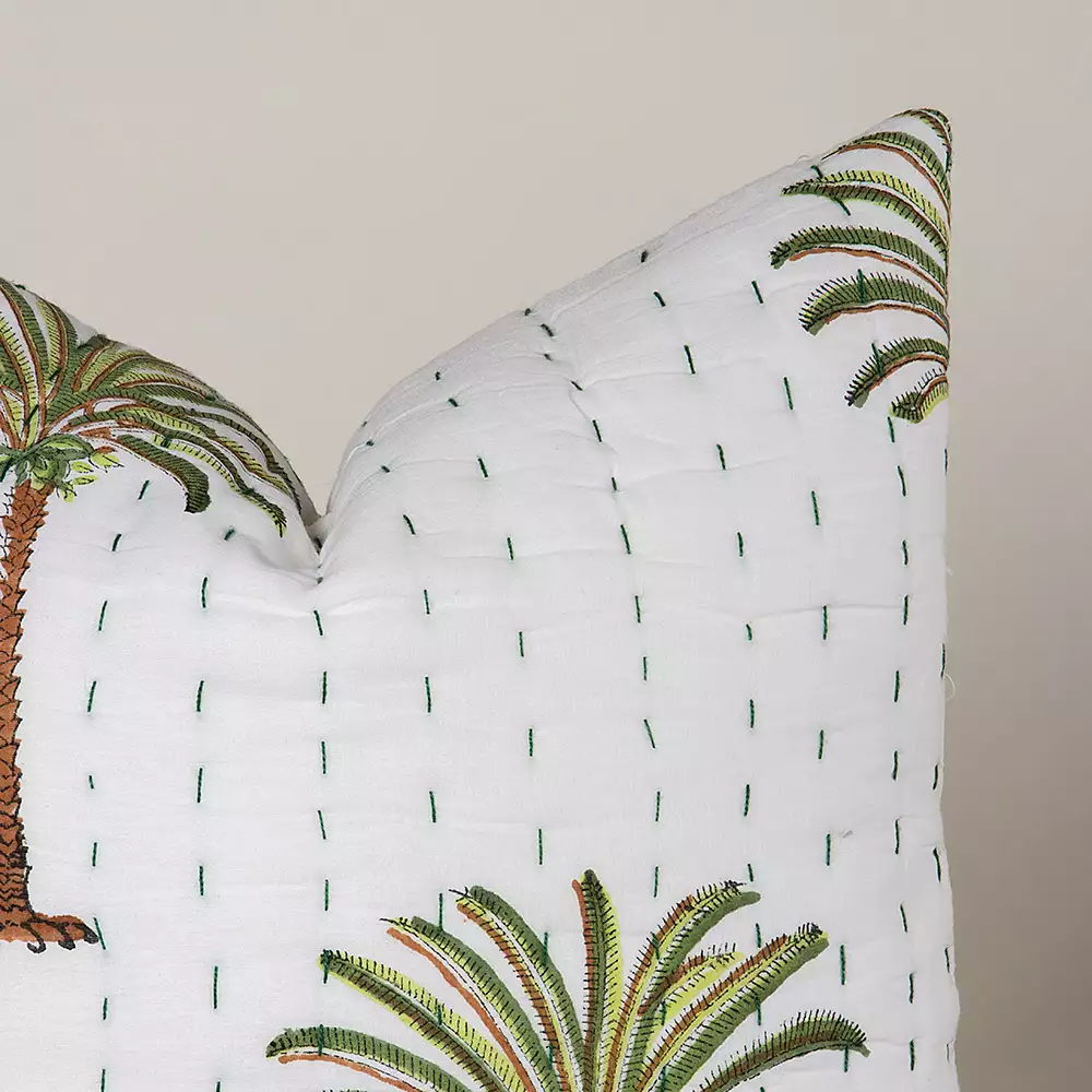 Indian Hand Block Printed Kantha Quilted Cushion Covers - Image 5