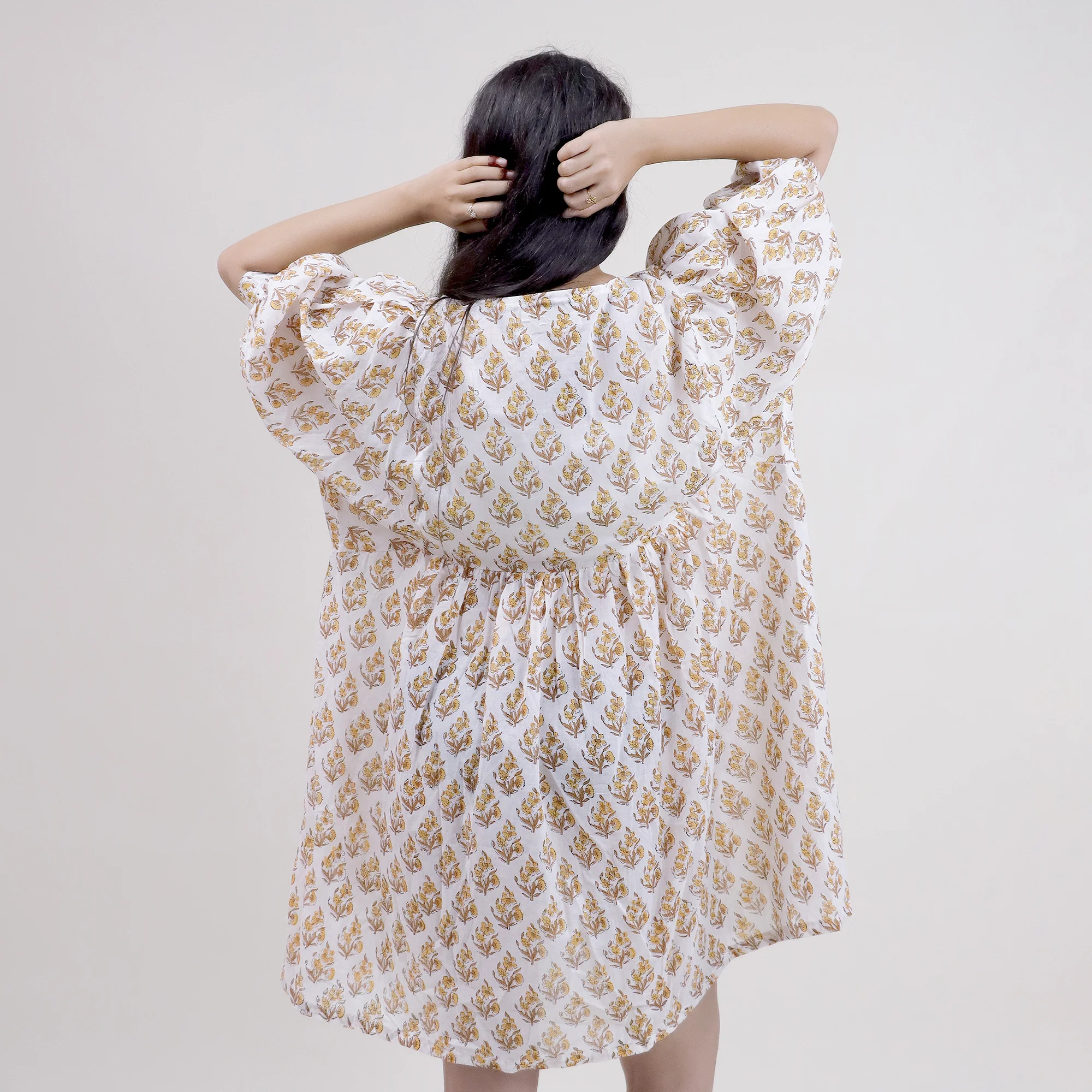 Stylish Indian Handmade Pure Cotton Women's Midi Dress - Image 4