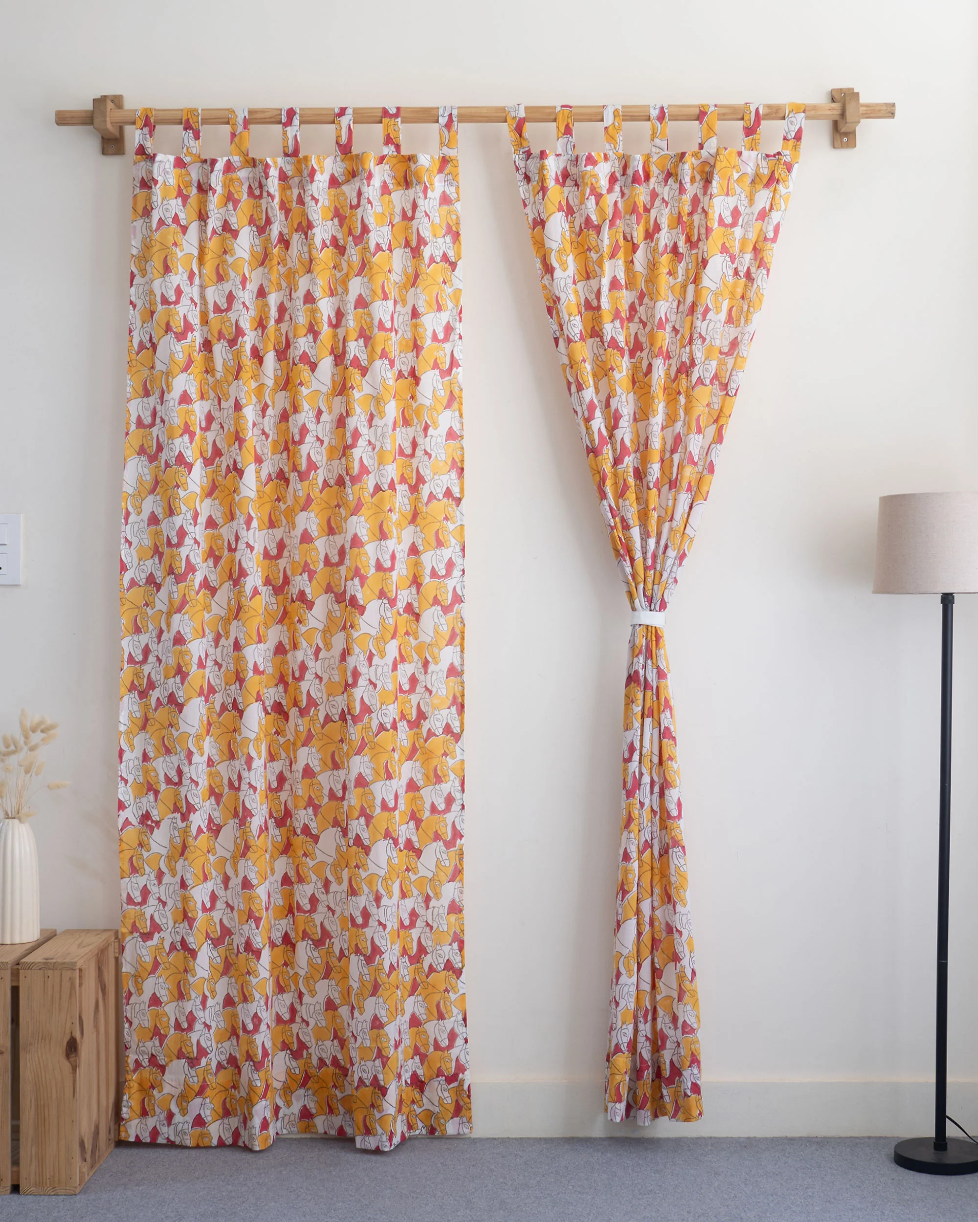 Horse Block Printed Cotton Curtains - Image 3