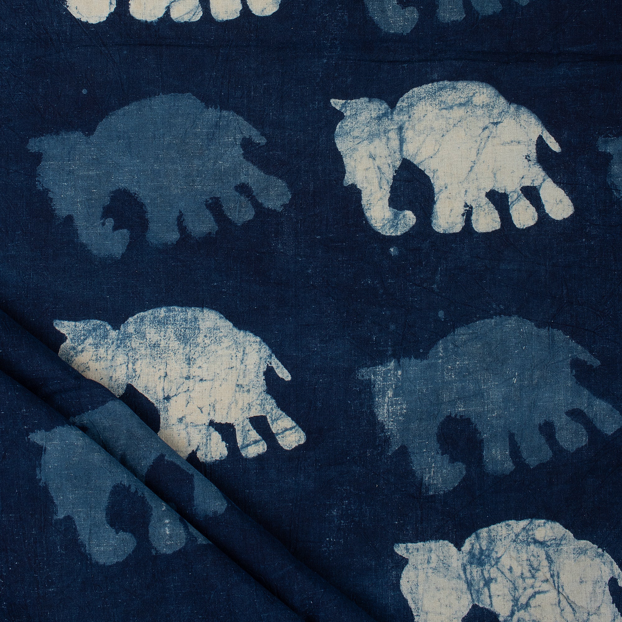 Indian Indigo Hand Block Printed Fabric