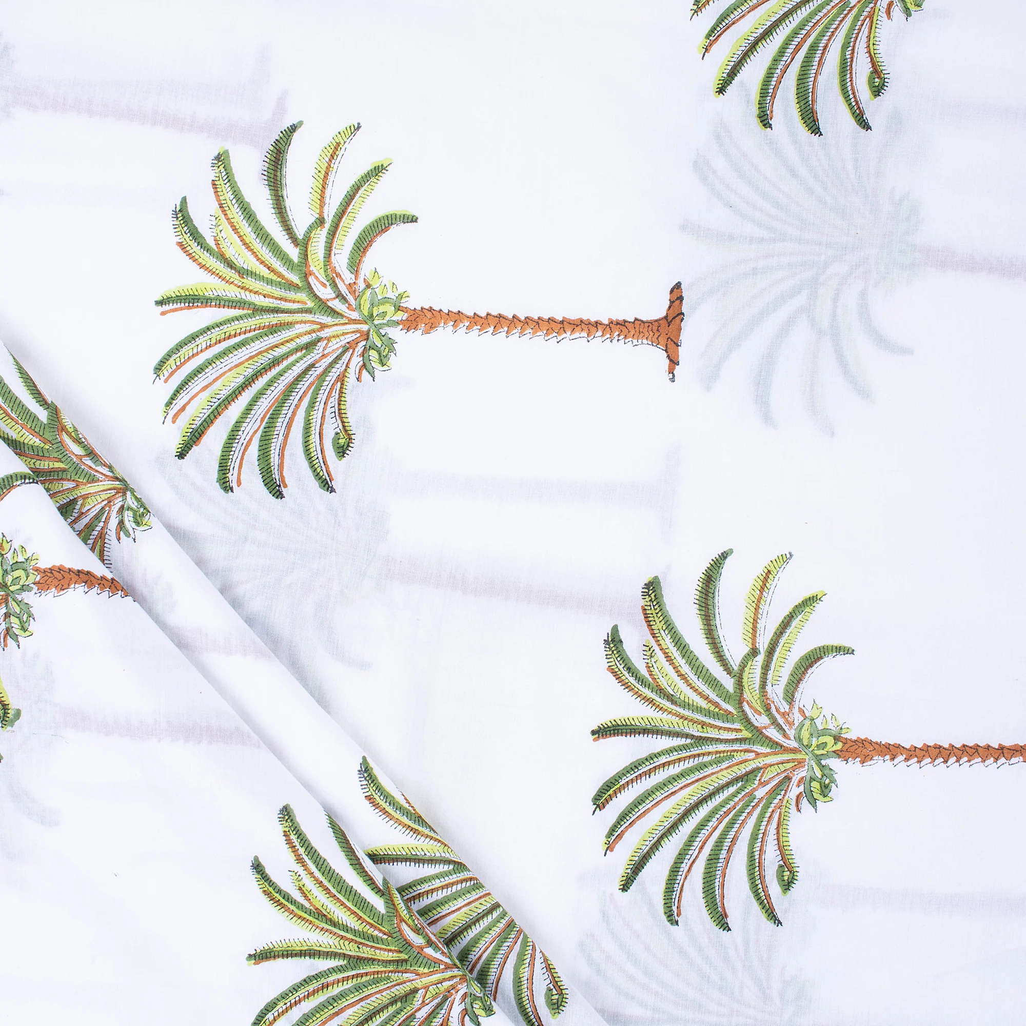 Indian Palm Print Handmade Block Printed Pure Cotton Fabric
