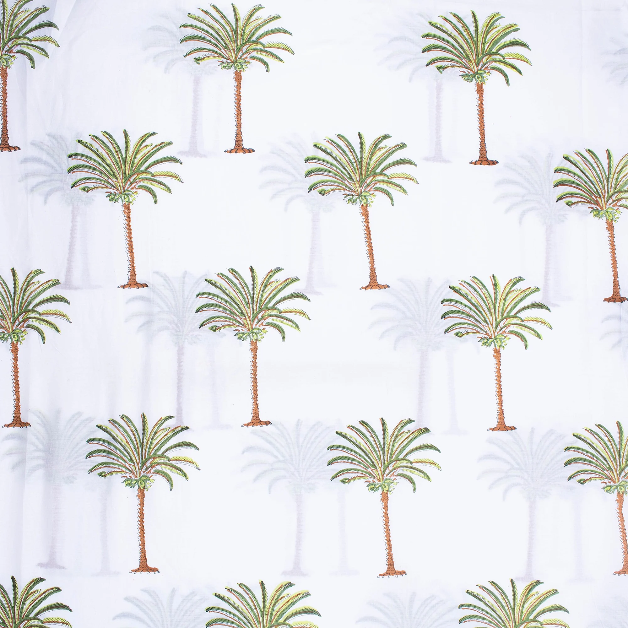 Indian Palm Print Handmade Block Printed Pure Cotton Fabric - Image 5