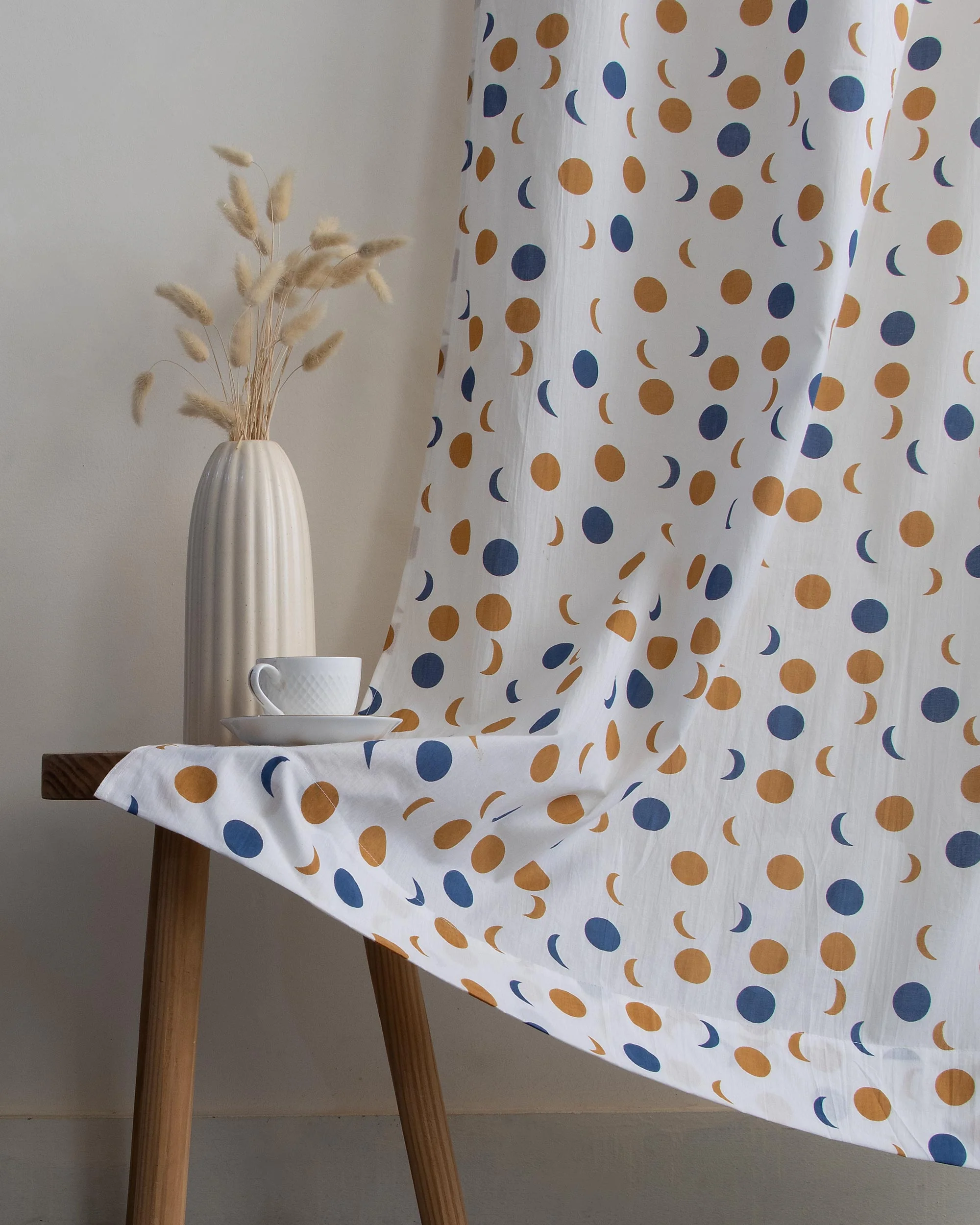 Polka Dots Block Printed Curtains Set for Bedroom - Image 4