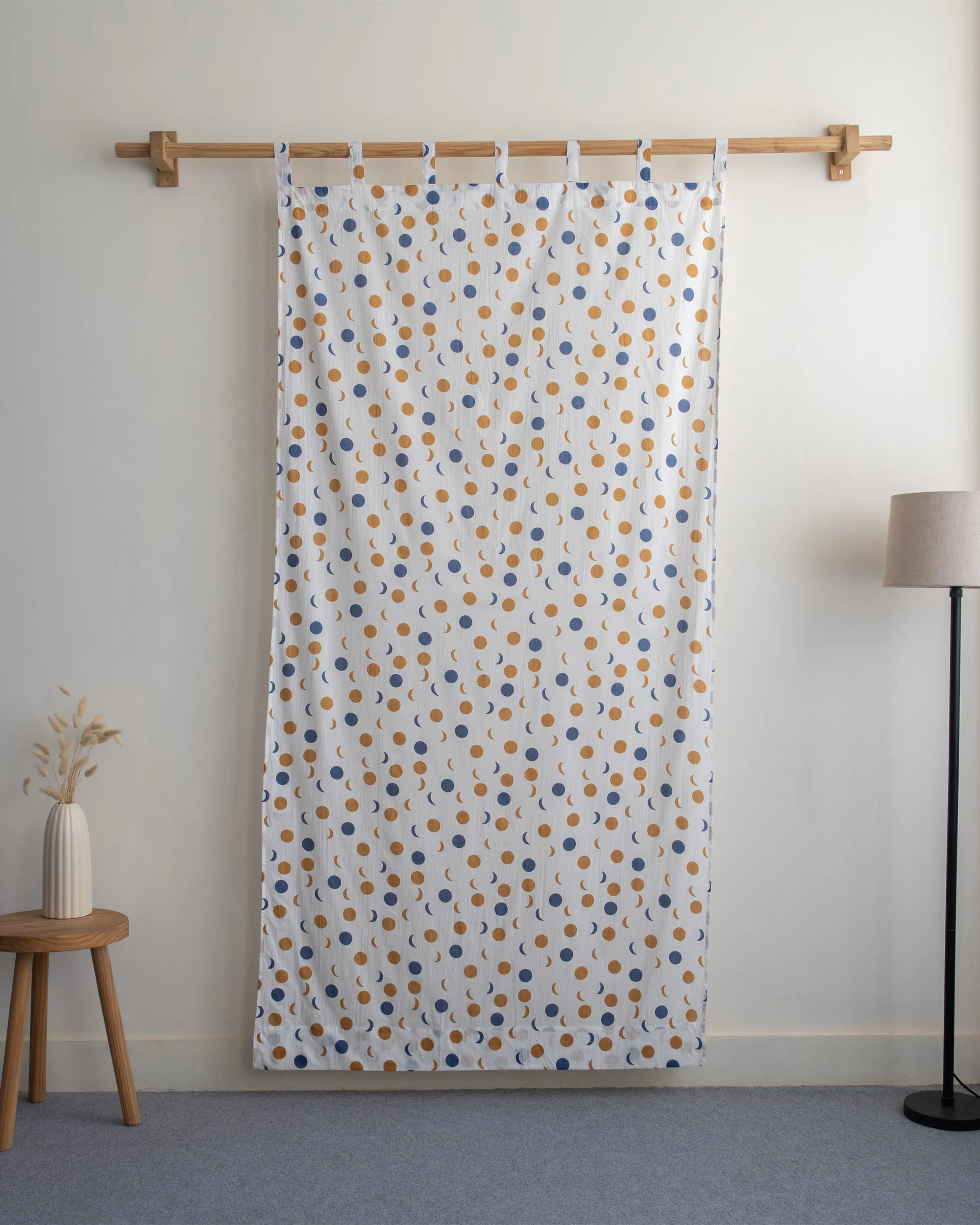 Polka Dots Block Printed Curtains Set for Bedroom - Image 5