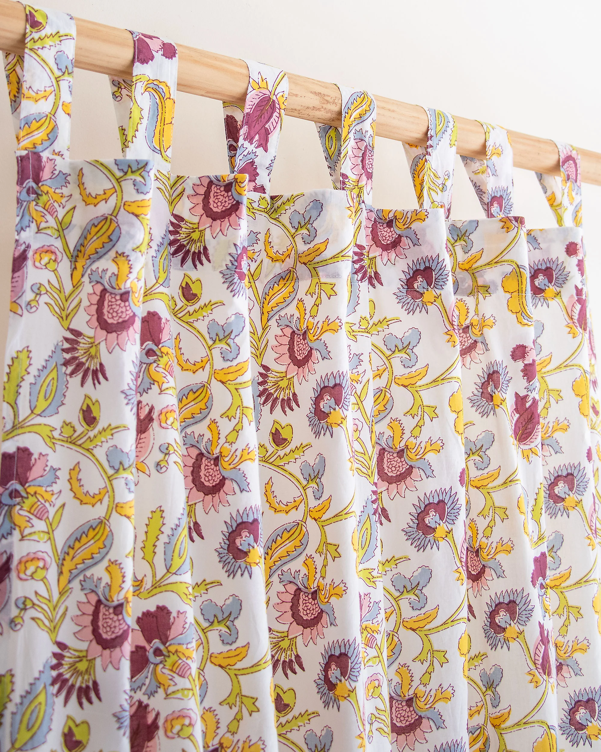 Pure Cotton Floral Block Printed Curtains for Door | Window | Home Decor | Cafe