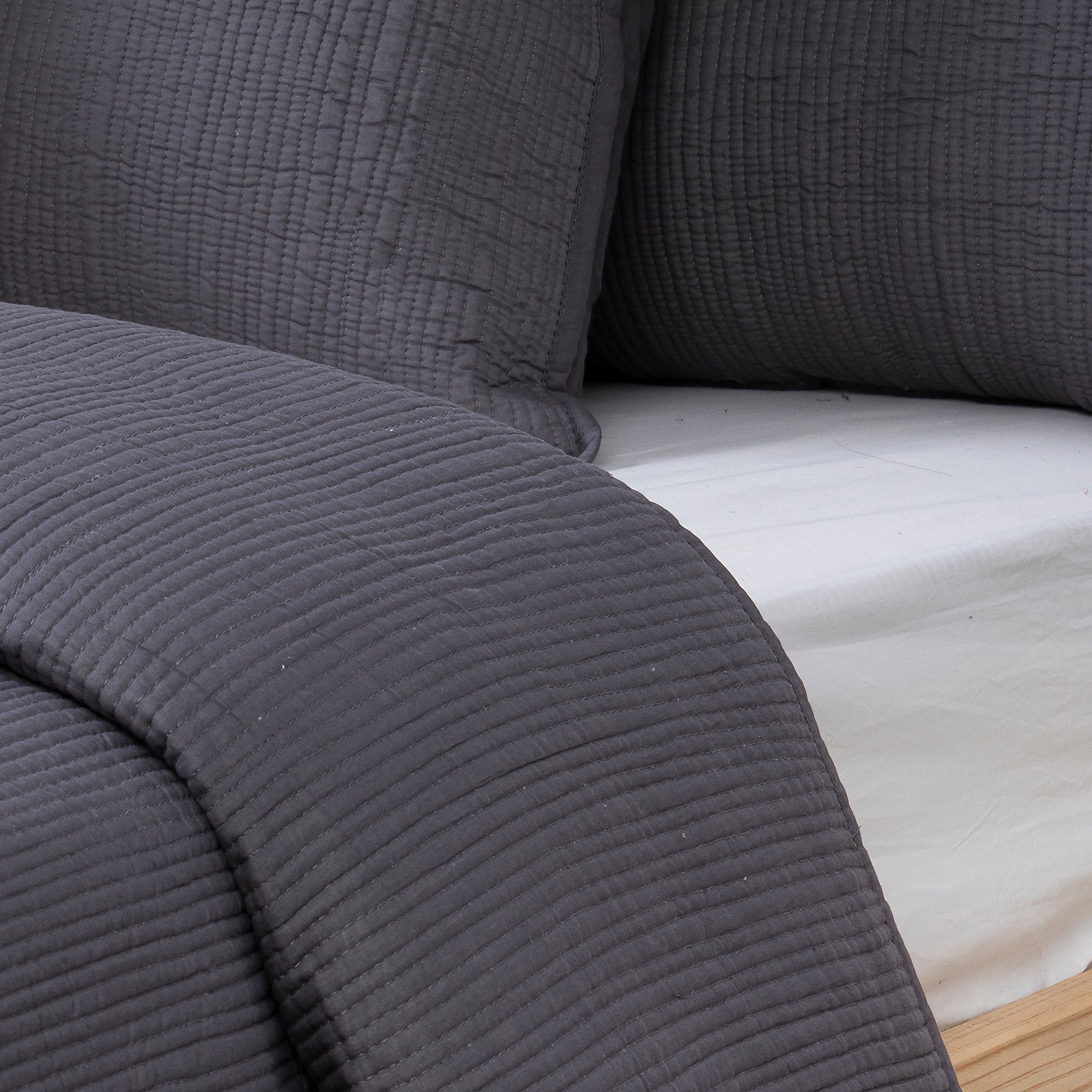 Grey Luxury Pure Solid Machine Cotton Quilt - Image 5