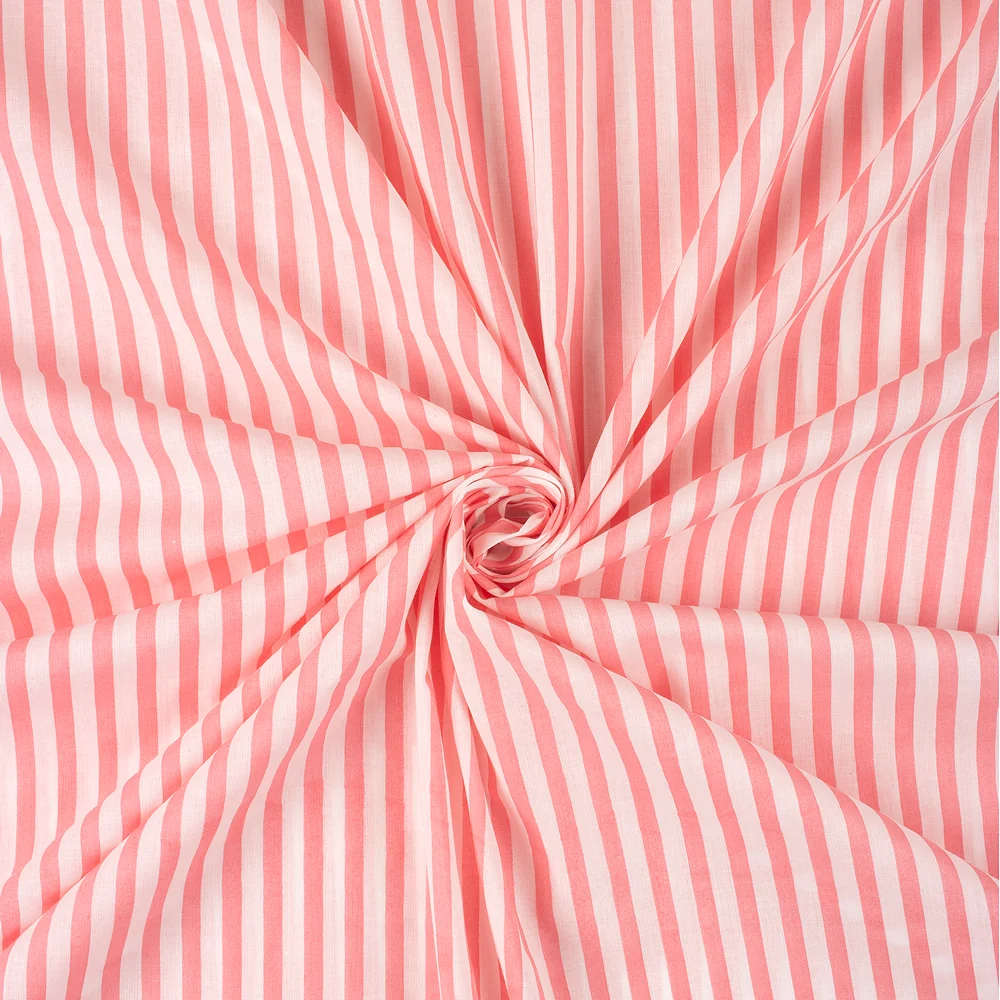 Indian Striped Hand Block Print Cotton Fabric - Image 3