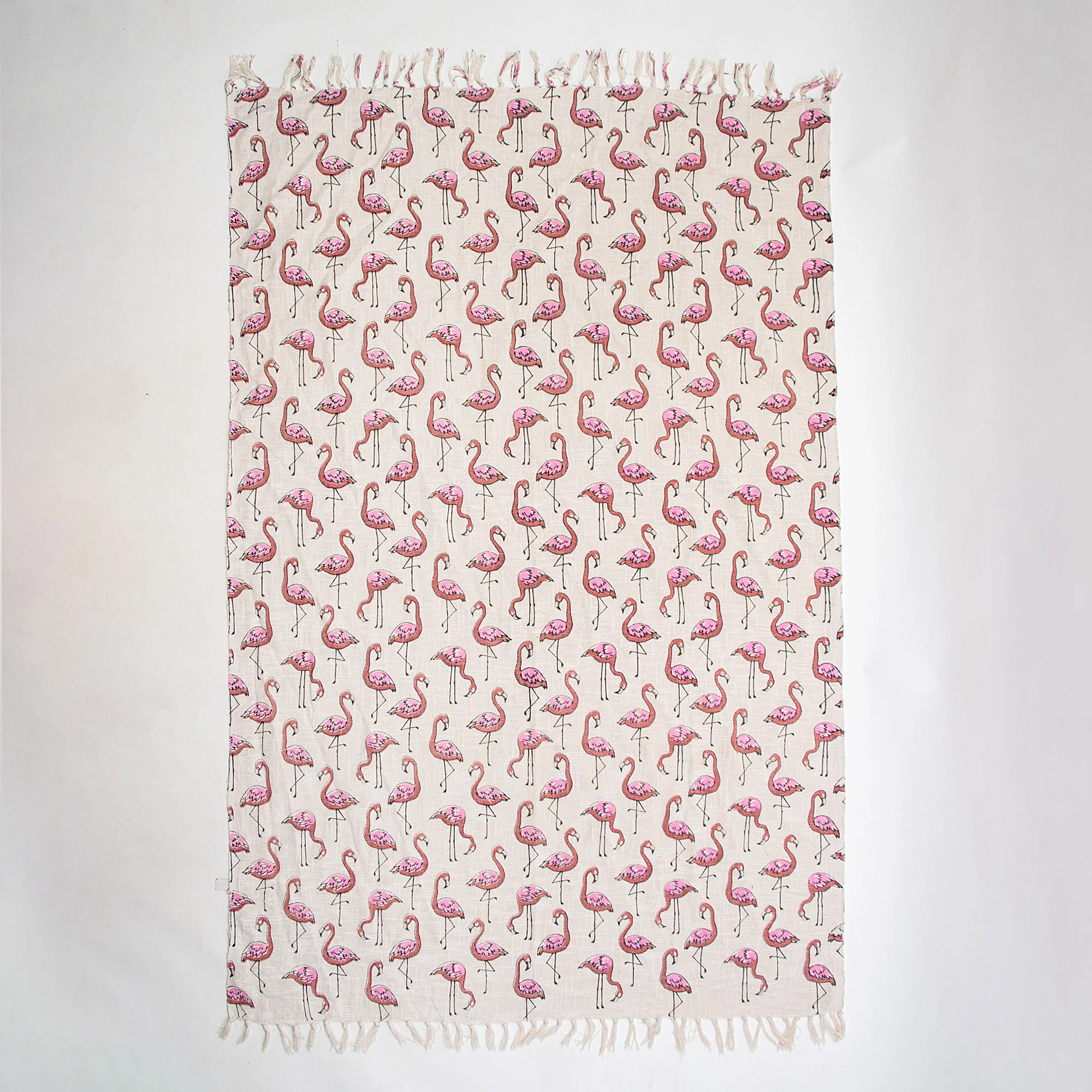 Light Weighted Block Printed Flamingo Bird Cotton Throw Blanket - Image 5