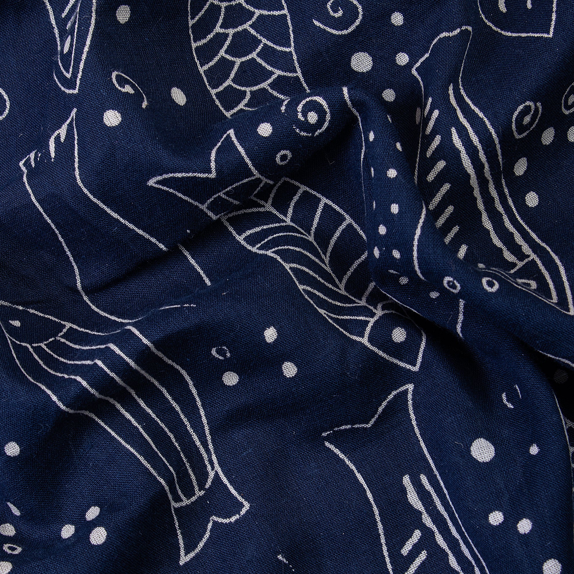 Indigo Animal Hand Block Print Organic Cotton Fabric - Image 6