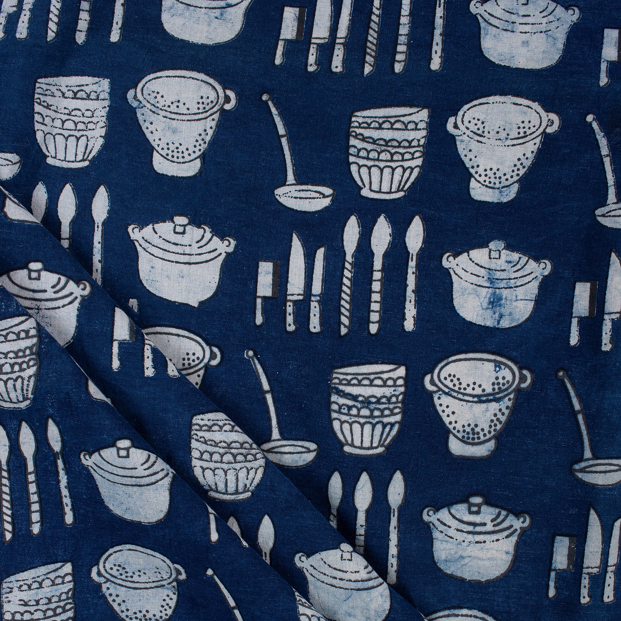 Indigo Block Printed Fabric for Kurti