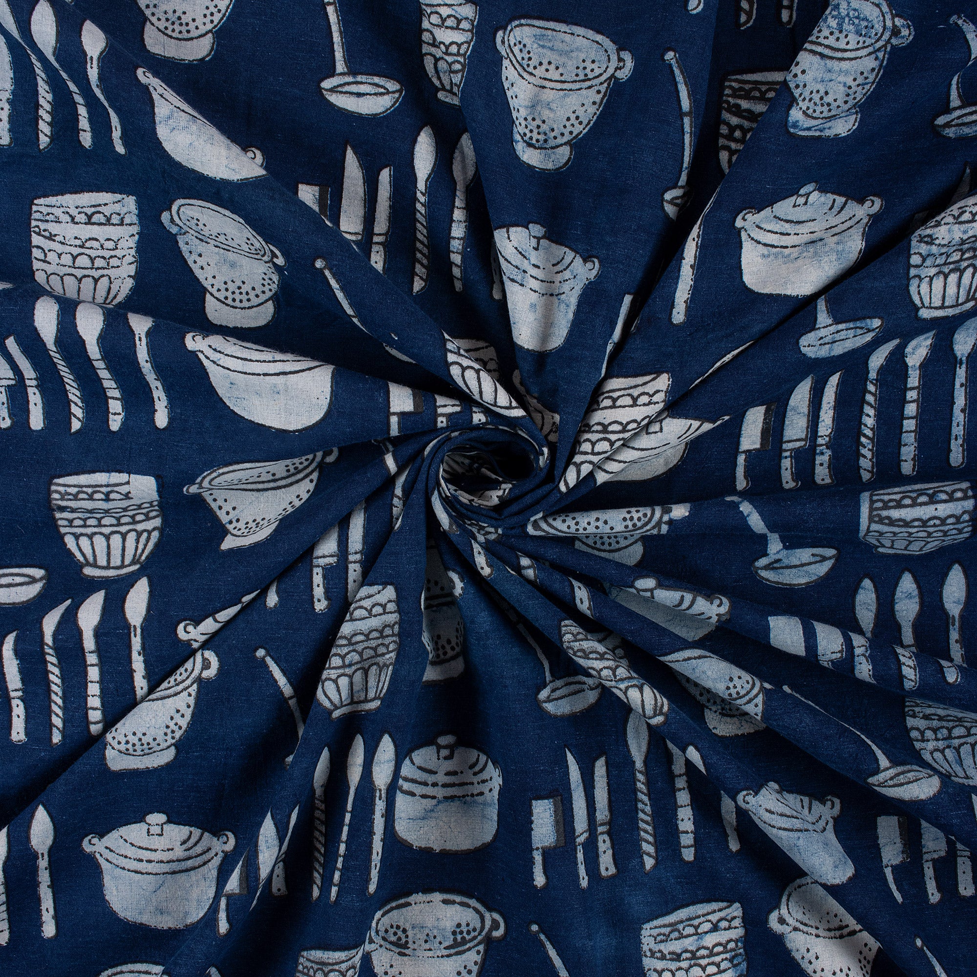 Indigo Block Printed Fabric for Kurti - Image 2