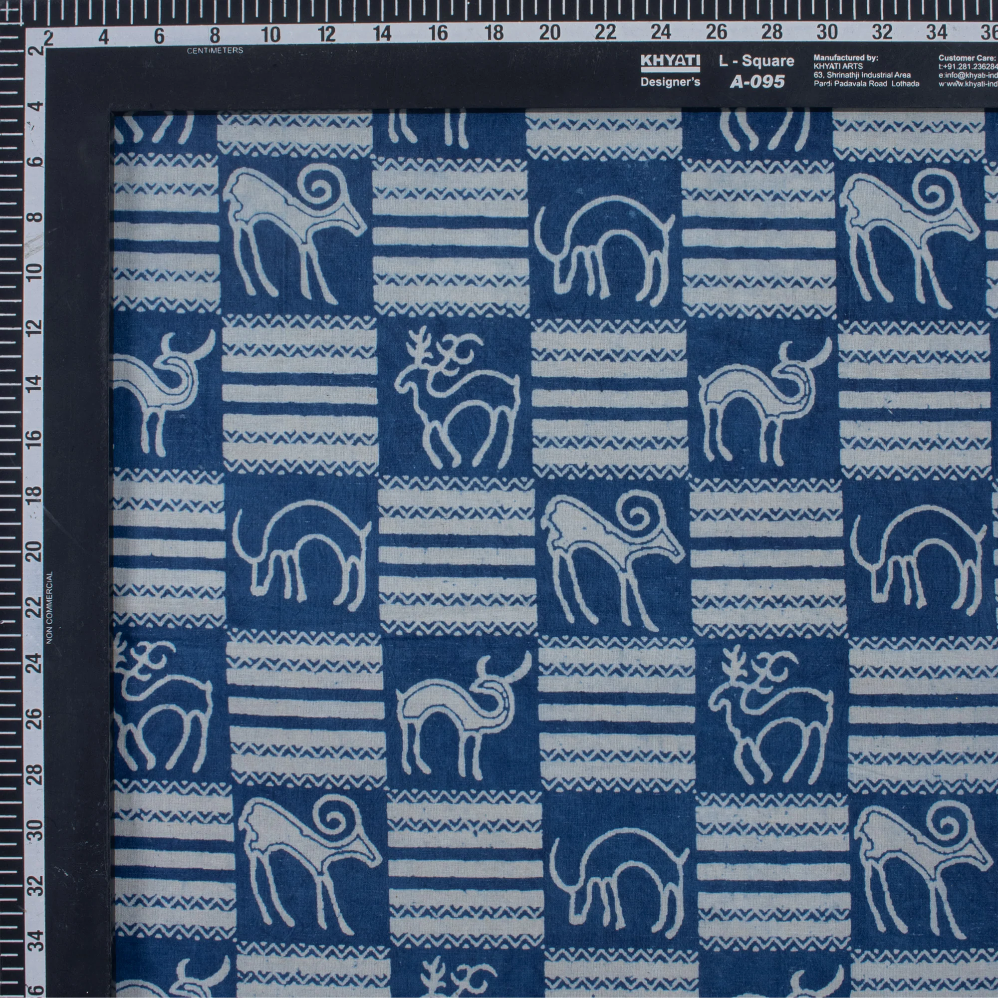 Indigo Blue Animal Block Print 100% Cotton Fabric - Image 2