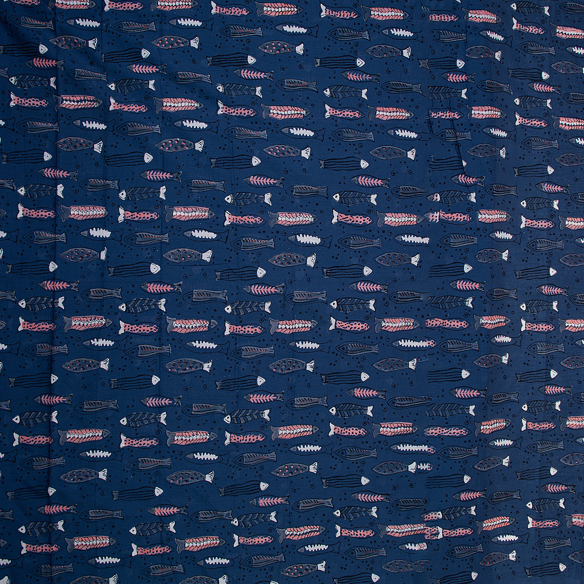 Indigo Blue Animal Hand Block Print Cotton Fabric - Image 6