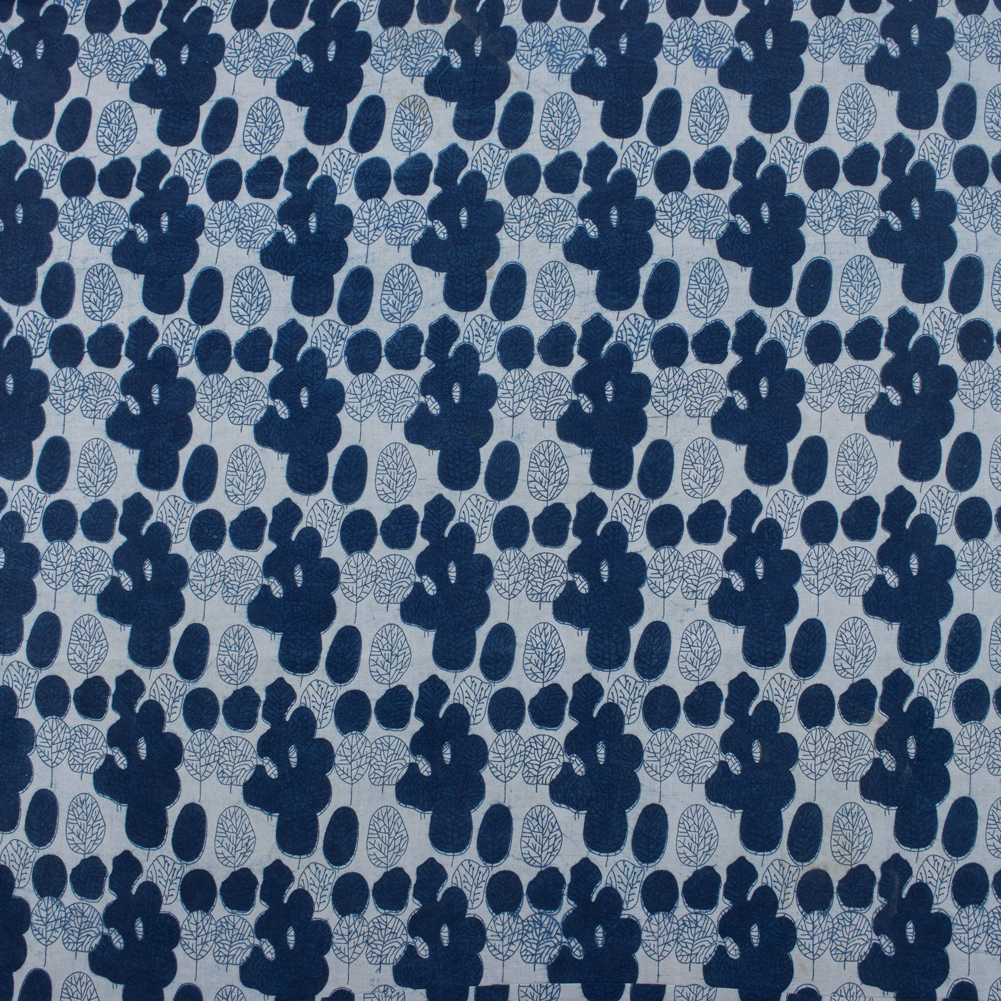 Indigo Blue Block Printed Cotton Fabric by Yard - Image 3