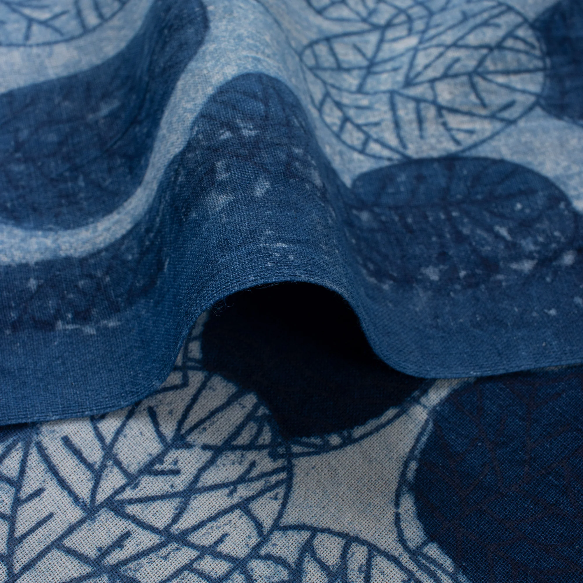 Indigo Blue Block Printed Cotton Fabric by Yard - Image 5