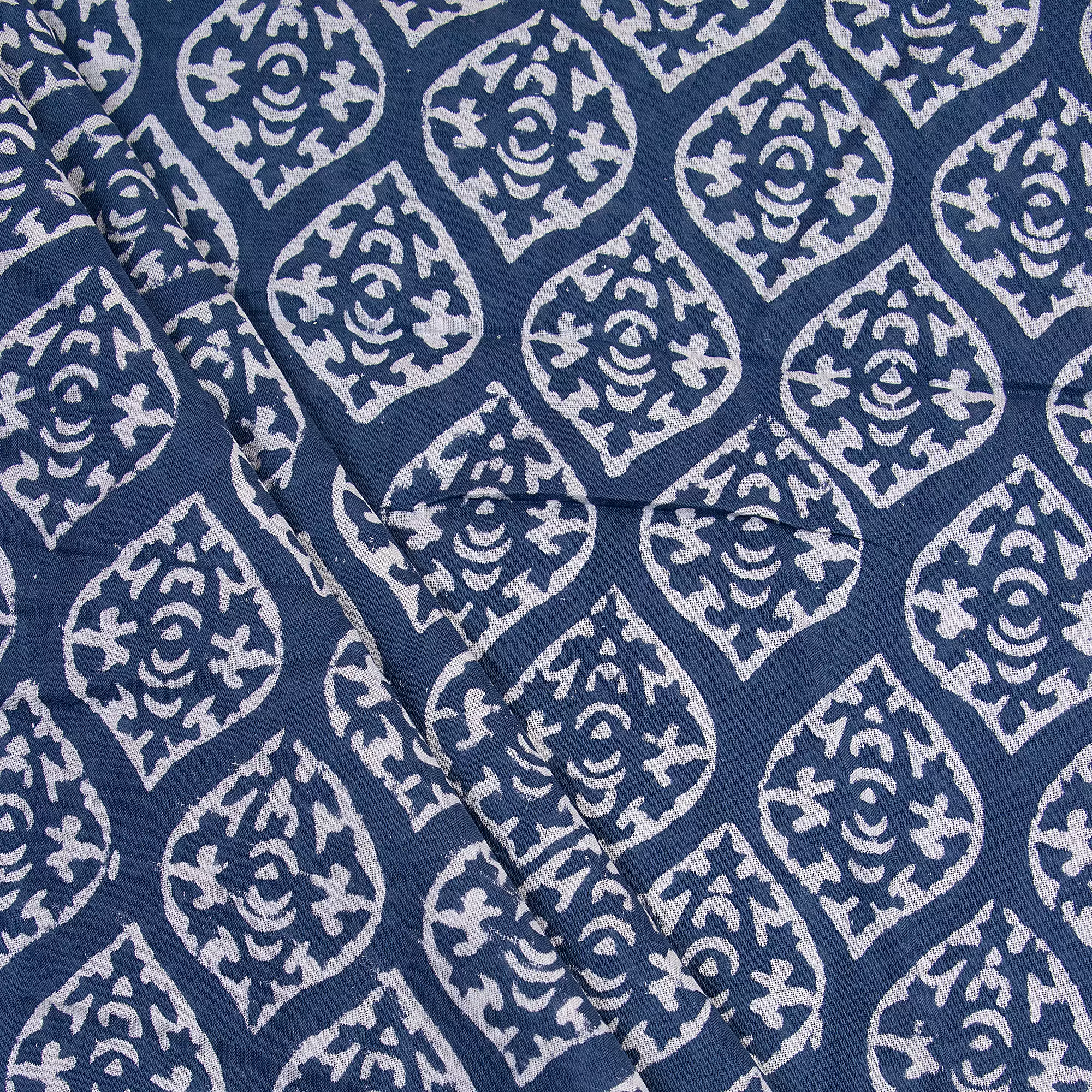 Premium Leaf Print Hand Block Discharge Cotton Fabric