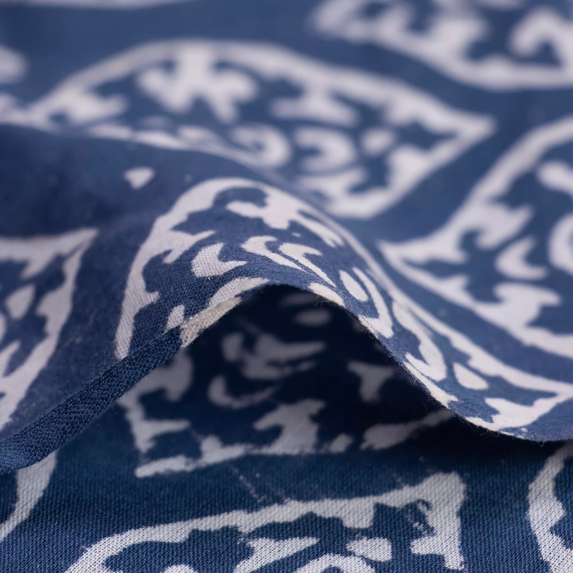 Premium Leaf Print Hand Block Discharge Cotton Fabric - Image 2