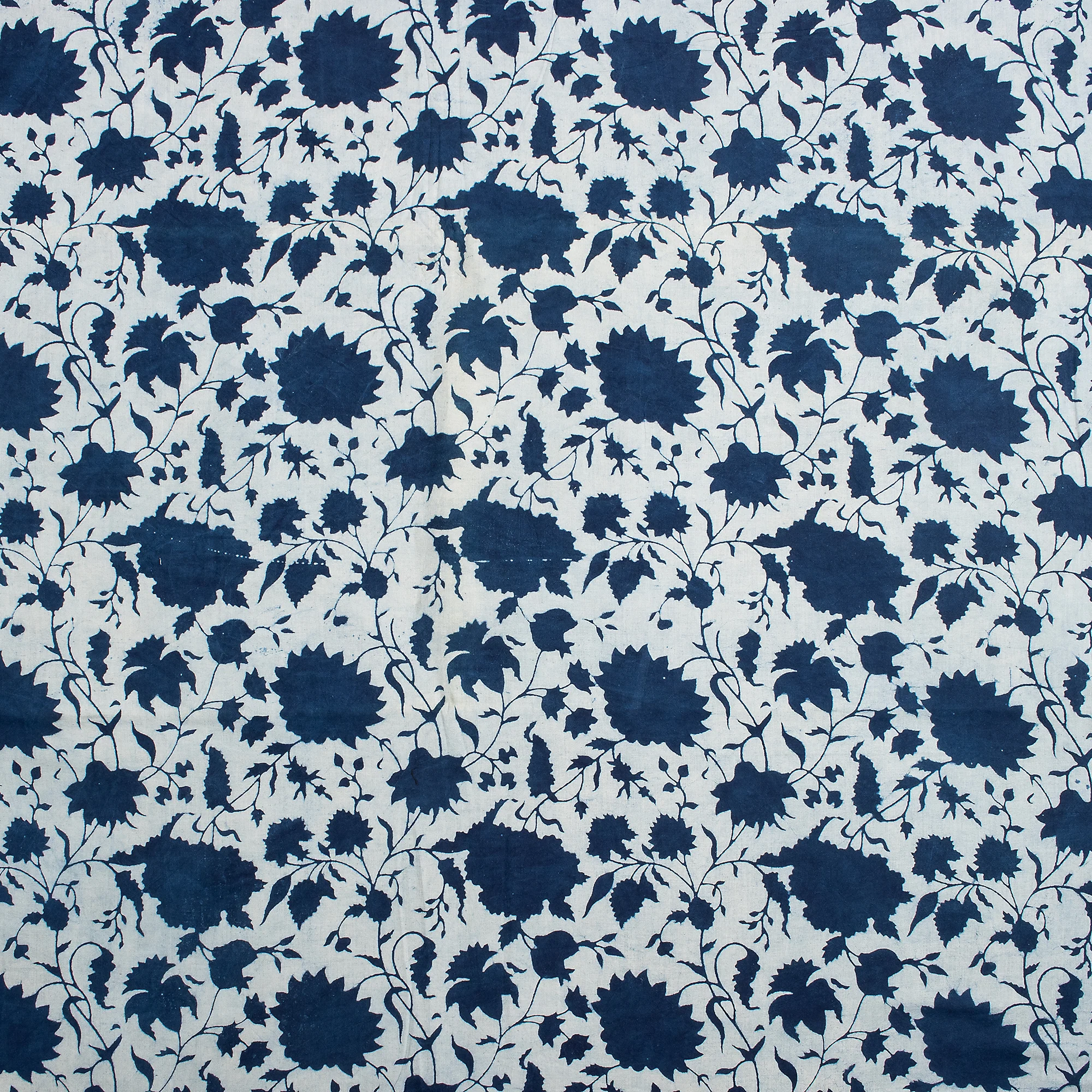 Indigo Blue Cotton Hand Block Printed Fabric by Yard - Image 2