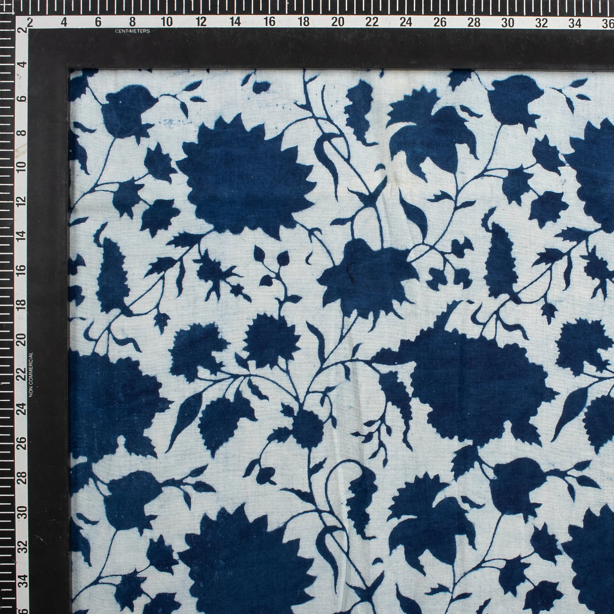 Indigo Blue Cotton Hand Block Printed Fabric by Yard - Image 4