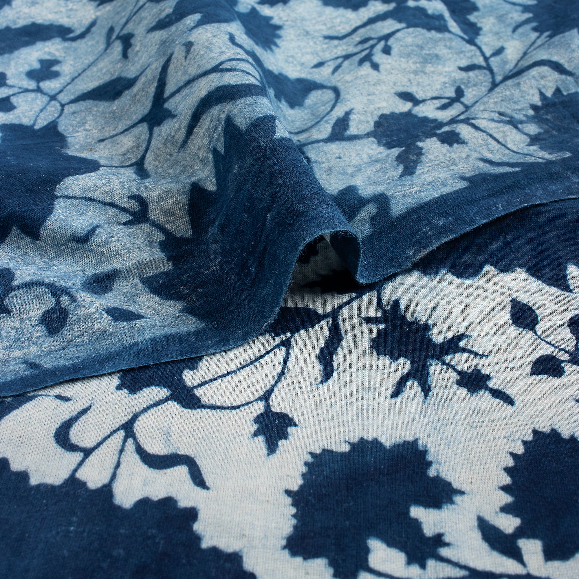 Indigo Blue Cotton Hand Block Printed Fabric by Yard - Image 5