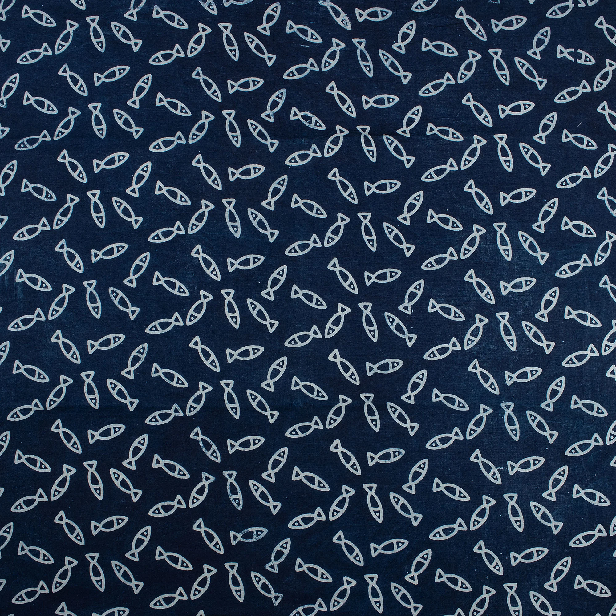 Indigo Blue Fish Block Print Fabric for Kurti - Image 2